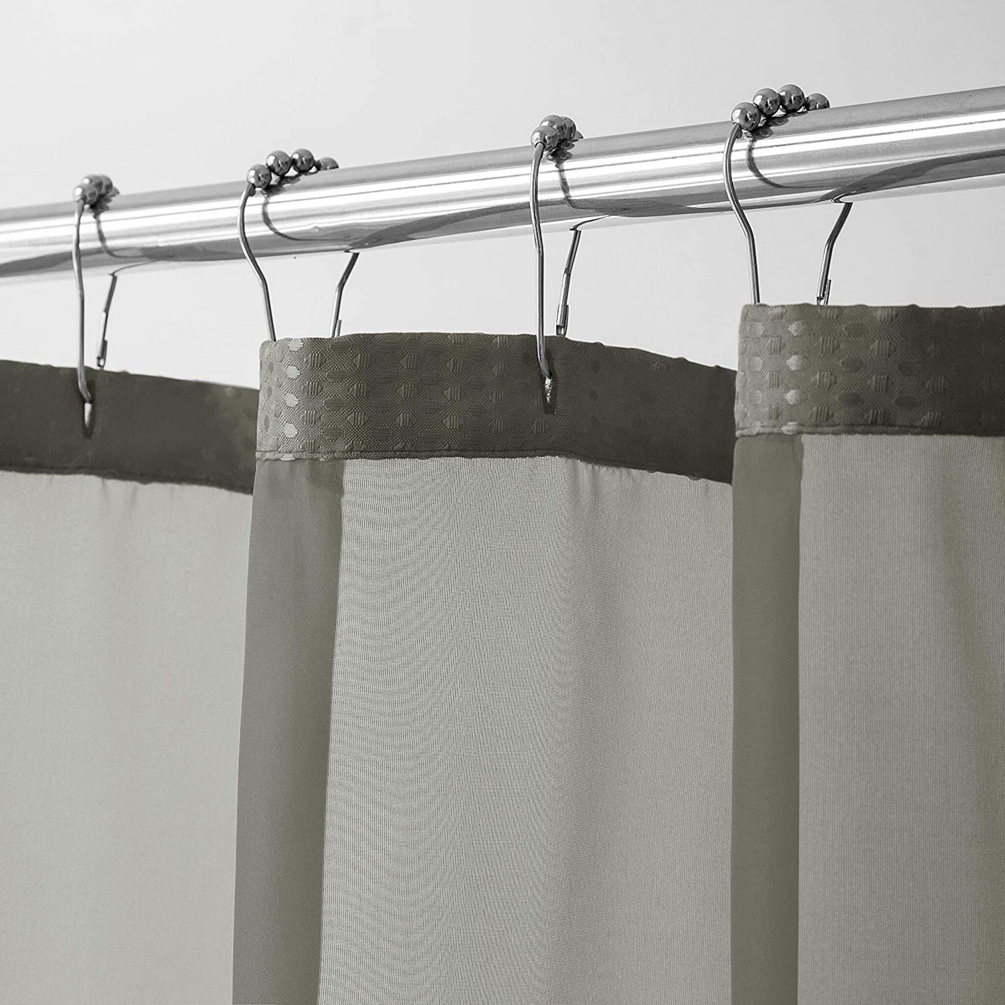 Gray Sheer And Grid Shower Curtain And Liner Set