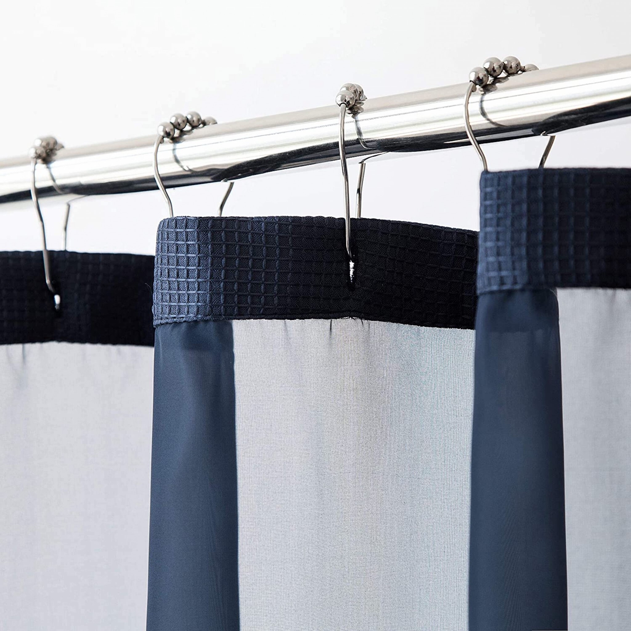 Navy Modern Grid Shower Curtain And Liner Set