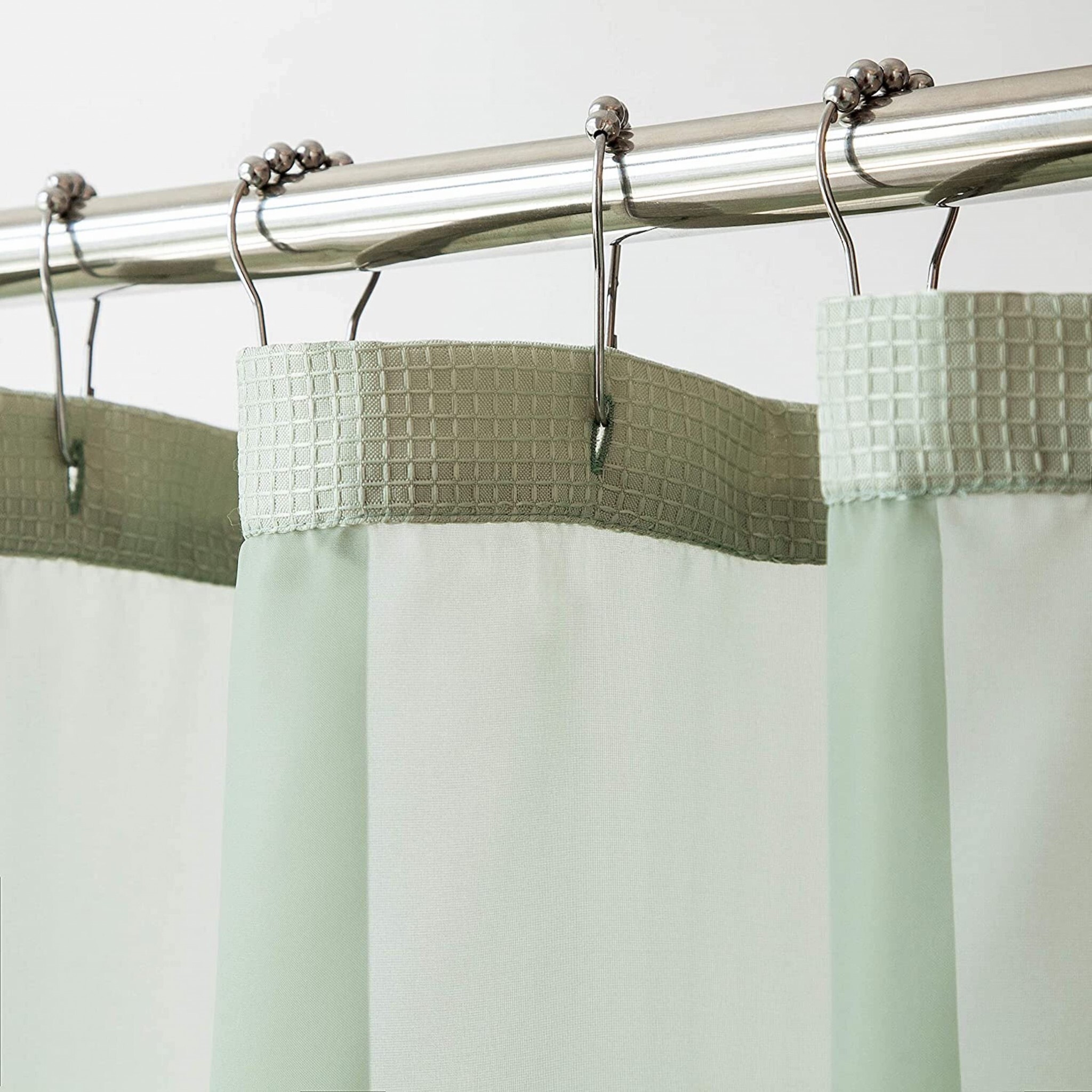 Sage Green Modern Grid Shower Curtain And Liner Set