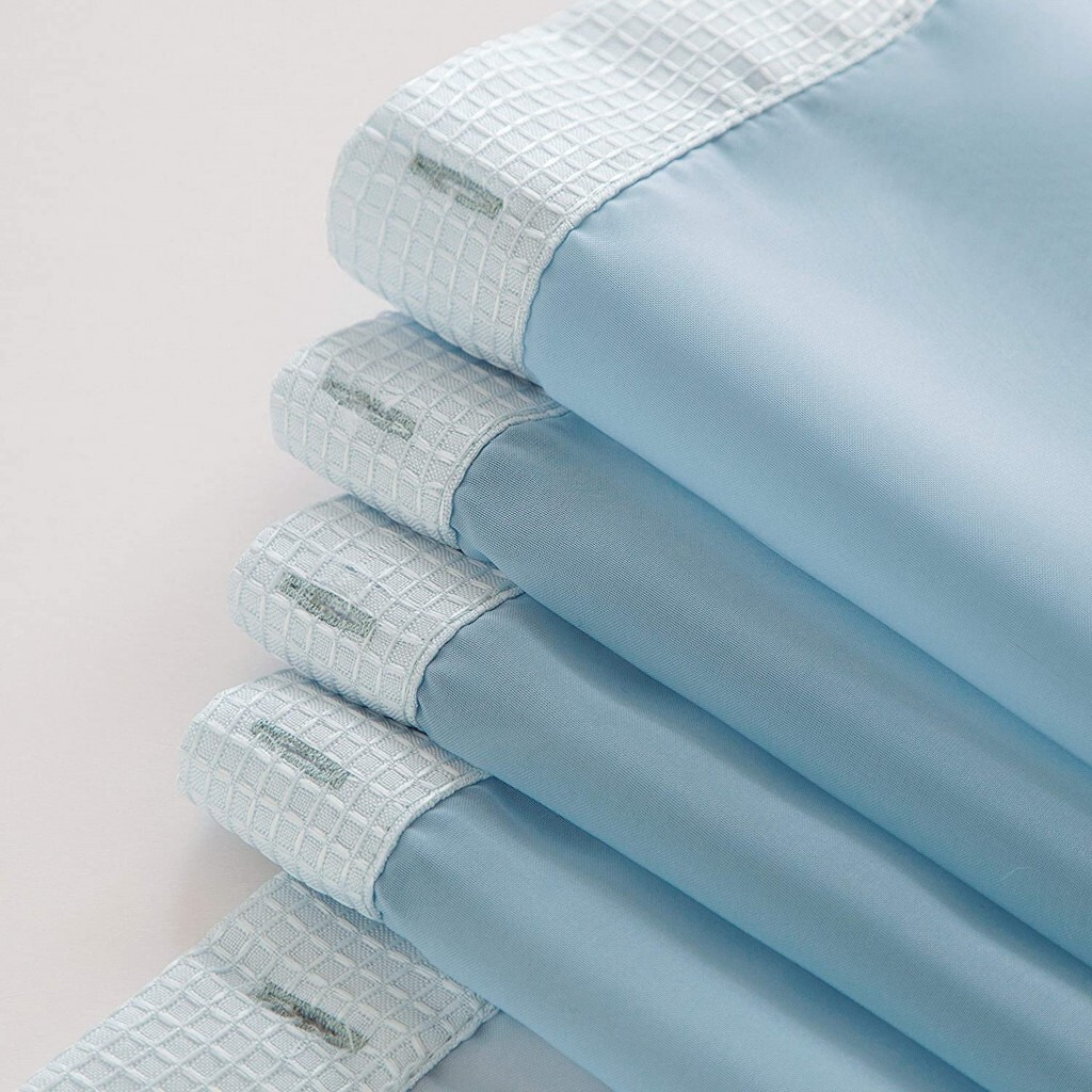 Light Blue Sheer And Grid Shower Curtain And Liner Set