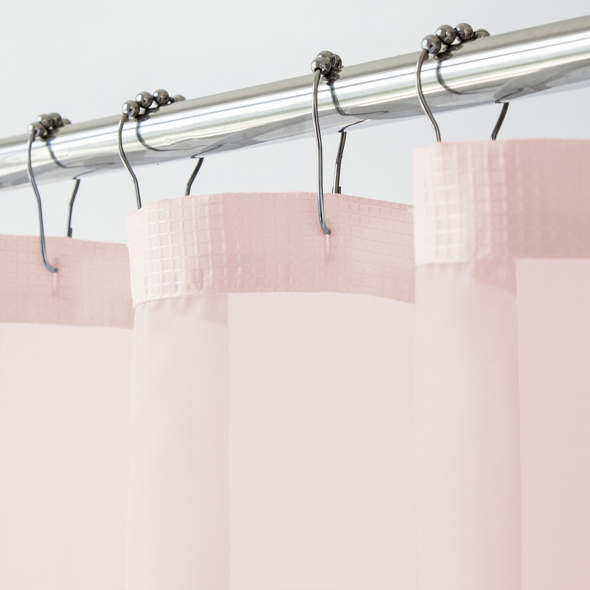 Blush Sheer And Grid Shower Curtain And Liner Set