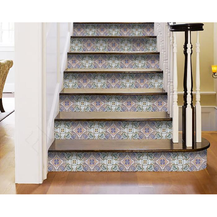 4"" X 4"" Muted Pastel Scroll Peel And Stick Tiles