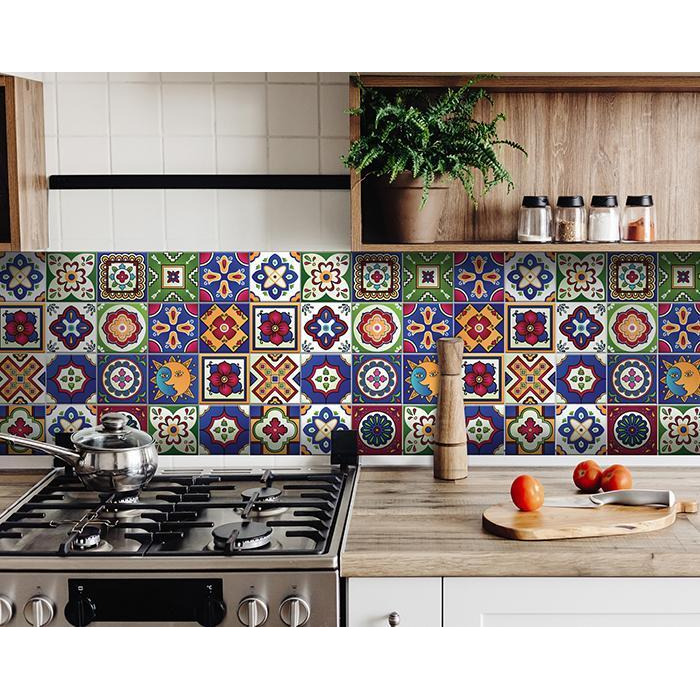 4"" X 4"" Mediterra Celestial Mosaic Peel And Stick Removable Tiles