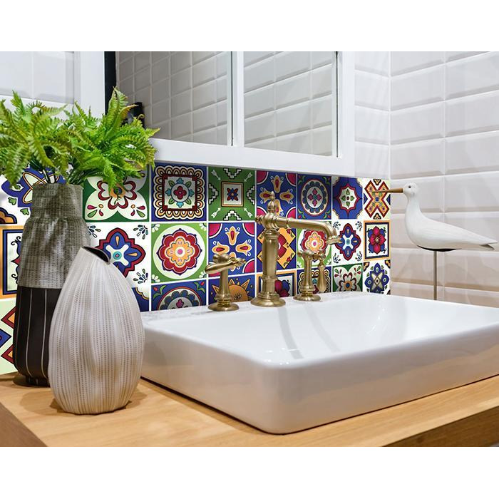 4"" X 4"" Mediterra Celestial Mosaic Peel And Stick Removable Tiles