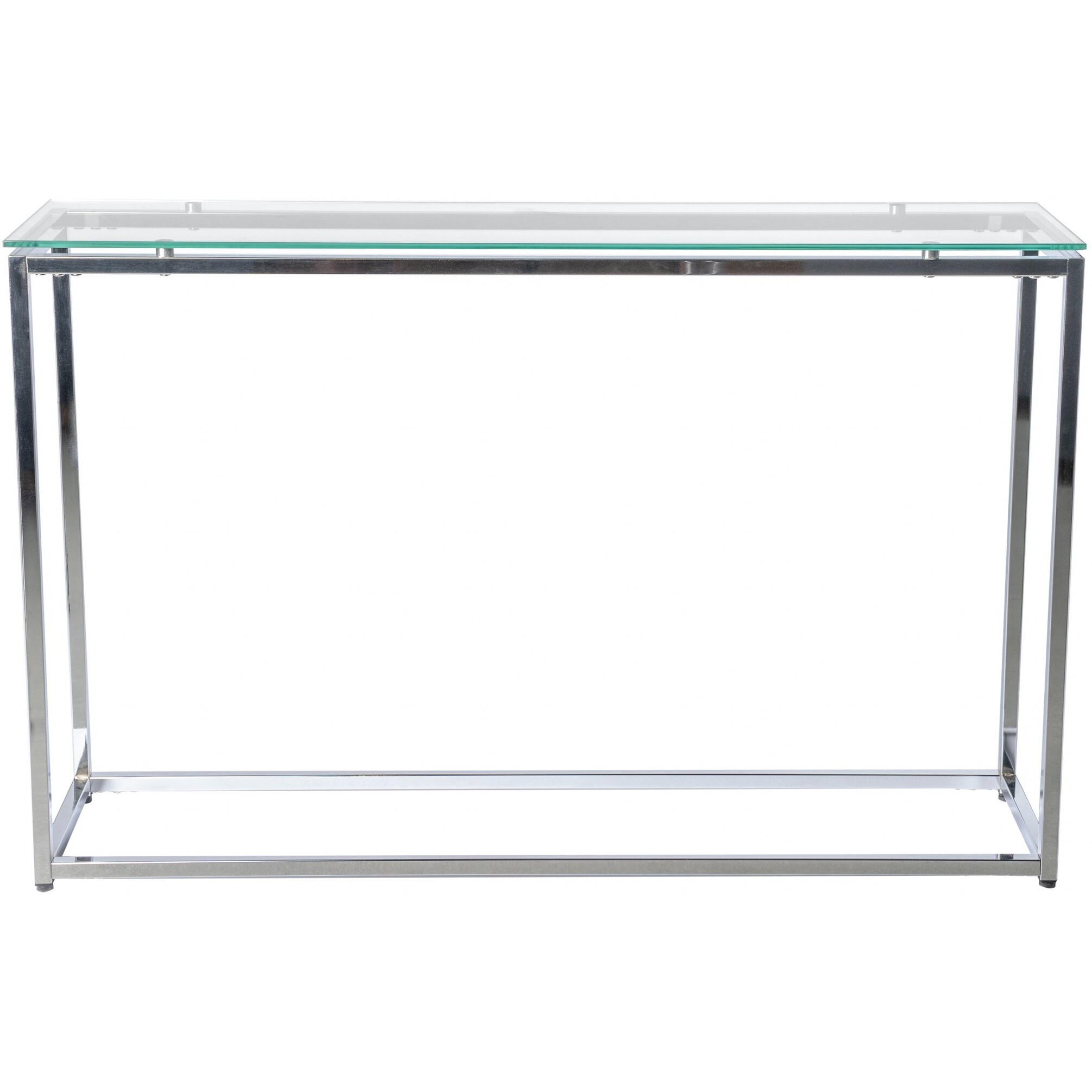 Geo Xl Rectangle Clear Glass And Chrome Console Table