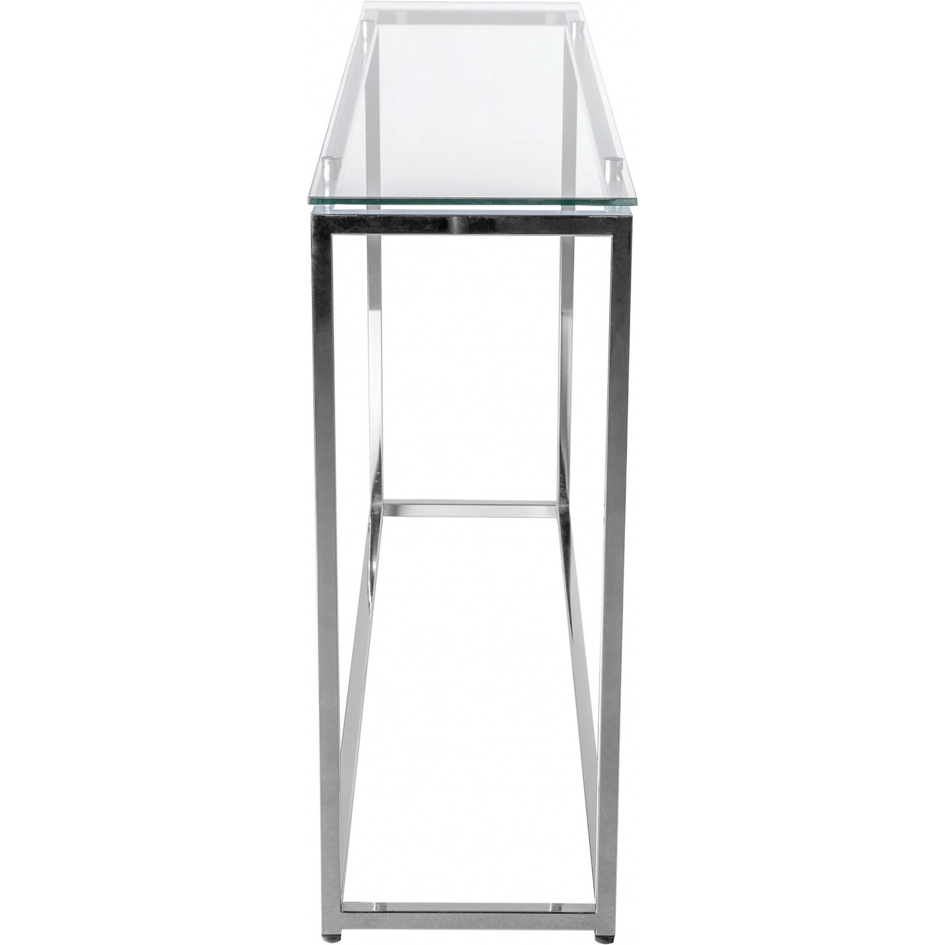 Geo Xl Rectangle Clear Glass And Chrome Console Table
