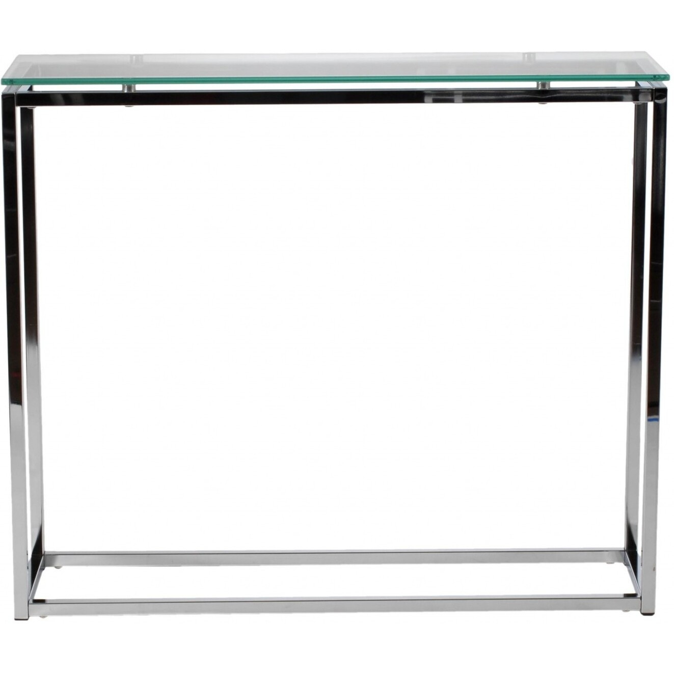 Geo Rectangle Clear Glass And Chrome Console Table