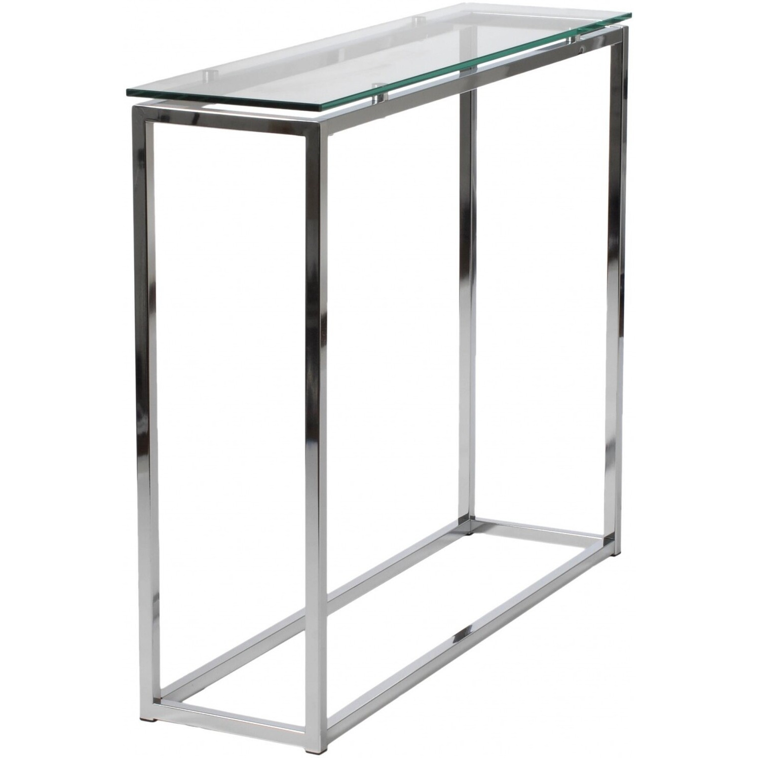 Geo Rectangle Clear Glass And Chrome Console Table