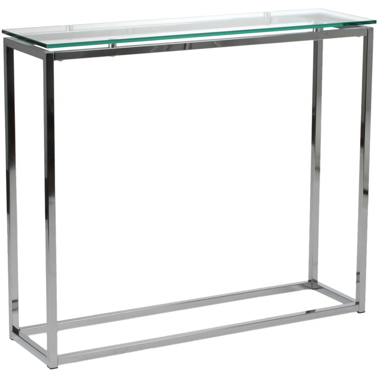 Geo Rectangle Clear Glass And Chrome Console Table