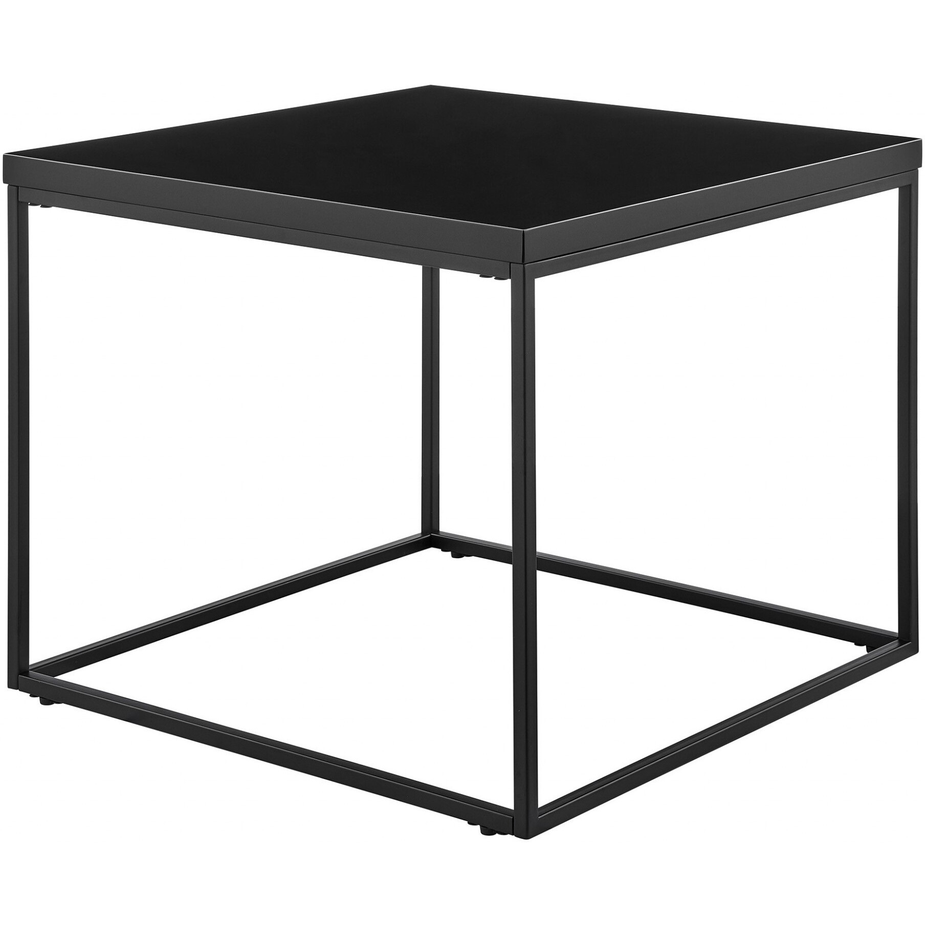 Modern Black Gloss And Matte Black Cube Side Table