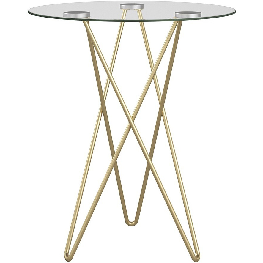 Geometric Clear Glass And Gold Round Table