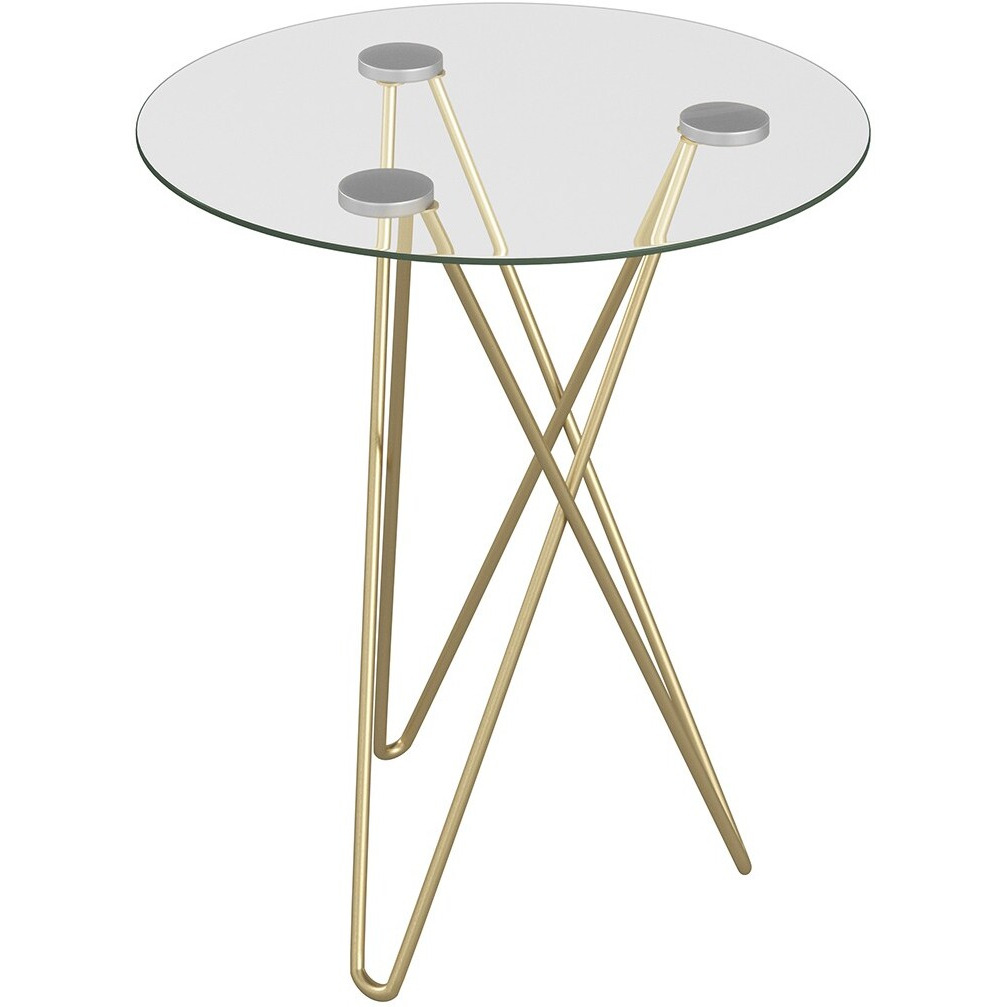 Geometric Clear Glass And Gold Round Table