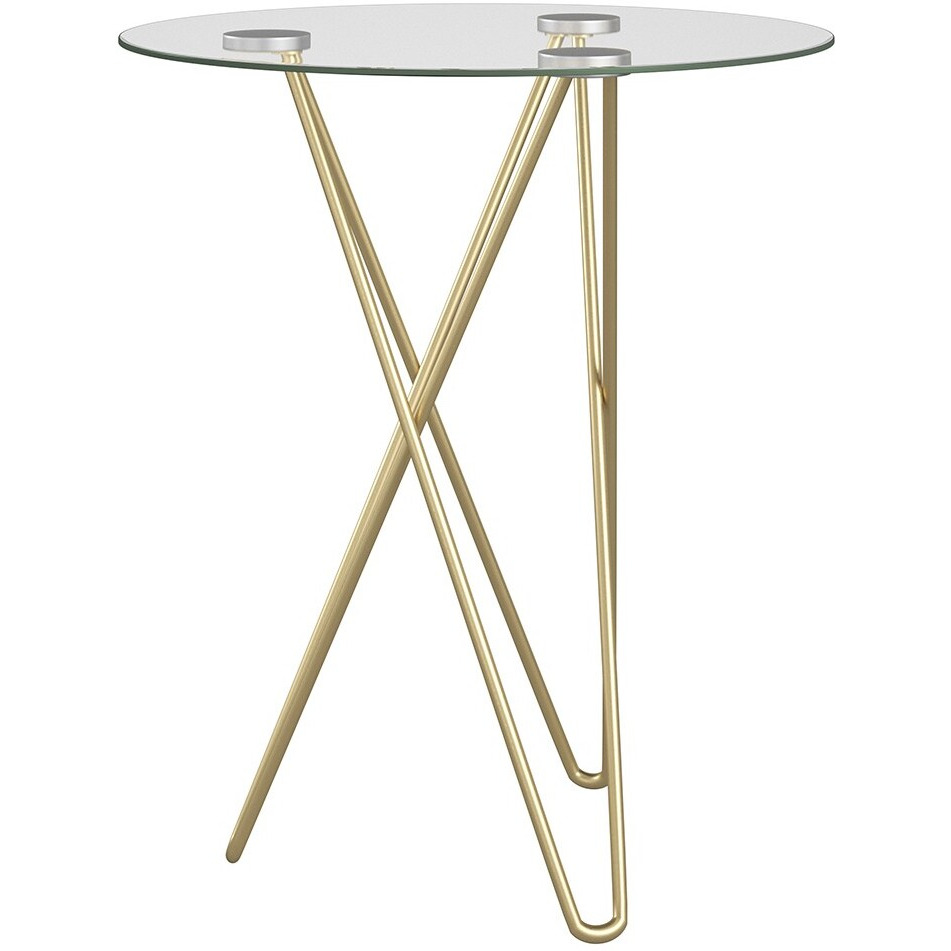 Geometric Clear Glass And Gold Round Table