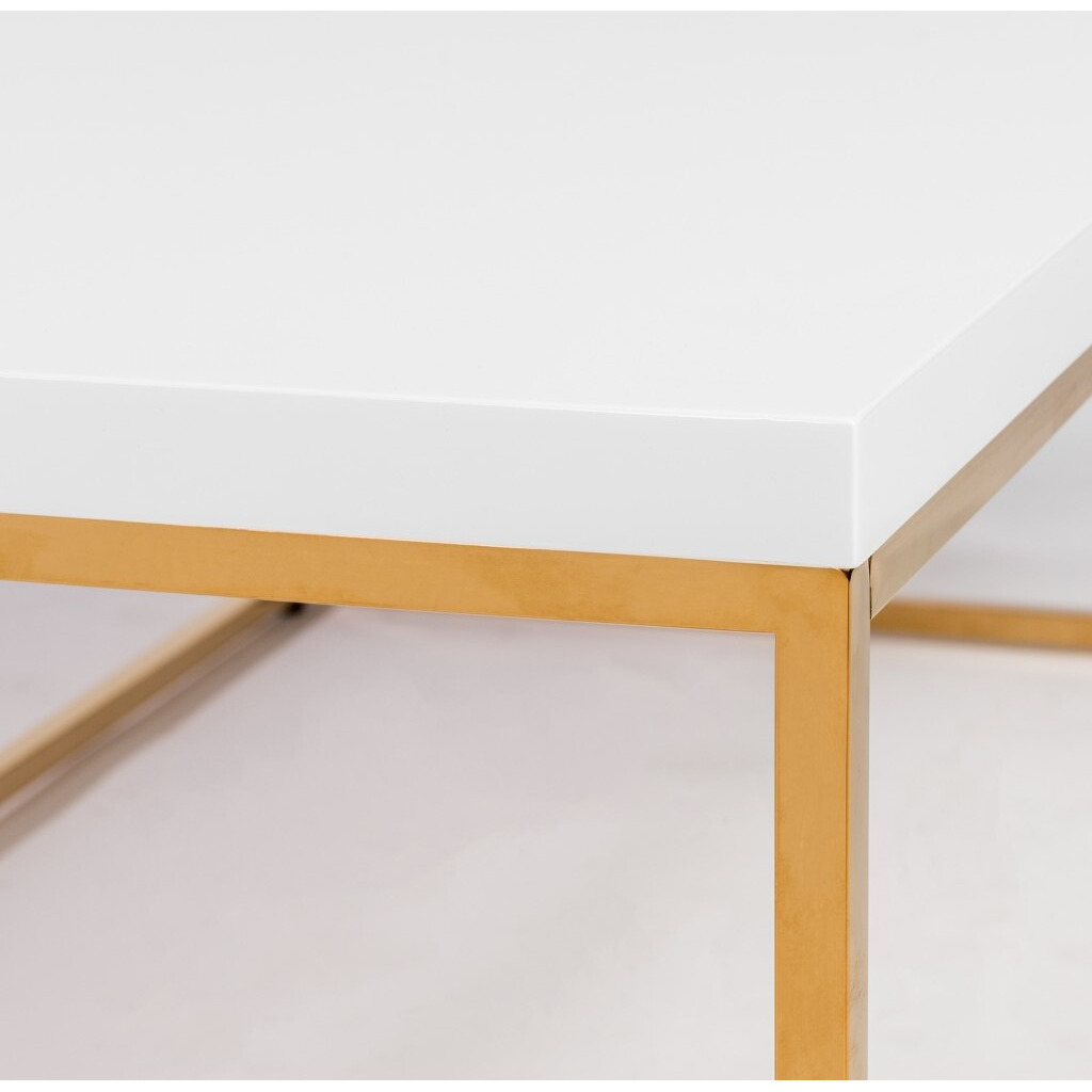 White And Gold High Gloss Coffee Table