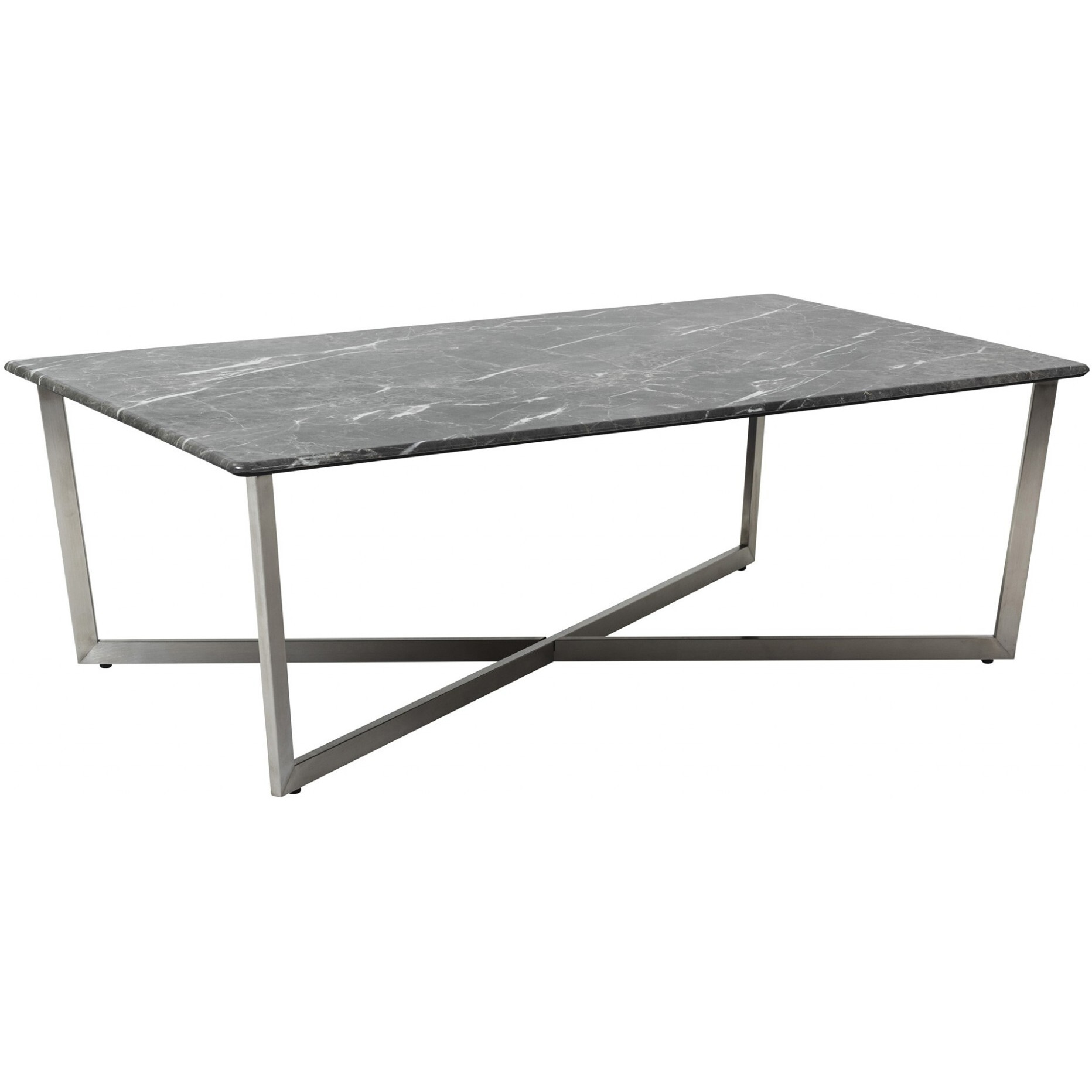 Black On Stainless Faux Marble Coffee Table