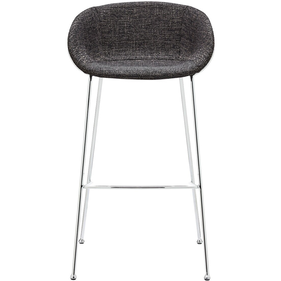 Set Of Two Black And Chrome Scoop Bar Stools