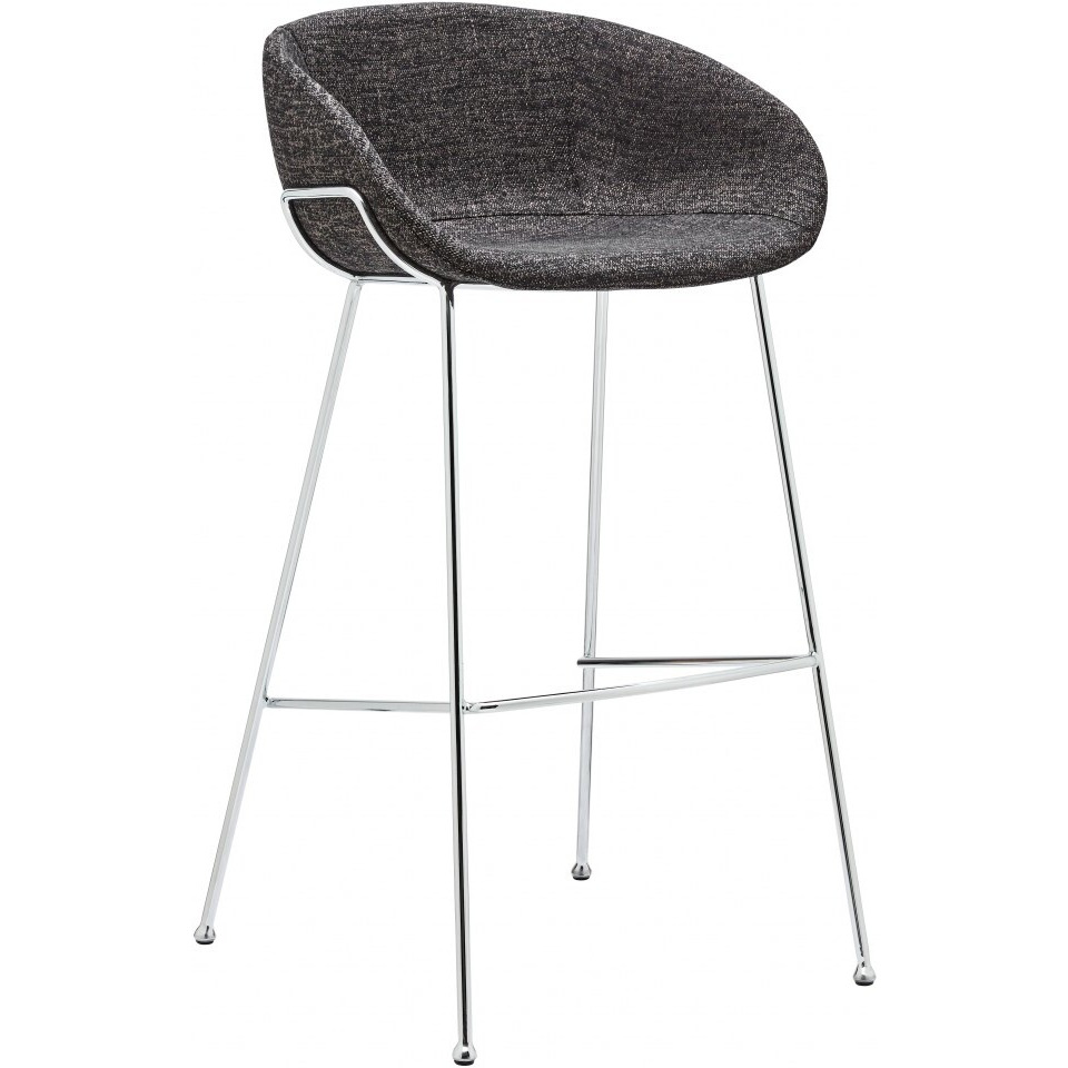 Set Of Two Black And Chrome Scoop Bar Stools