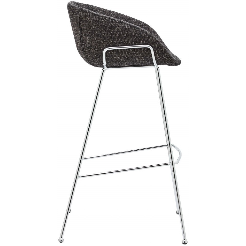Set Of Two Black And Chrome Scoop Bar Stools