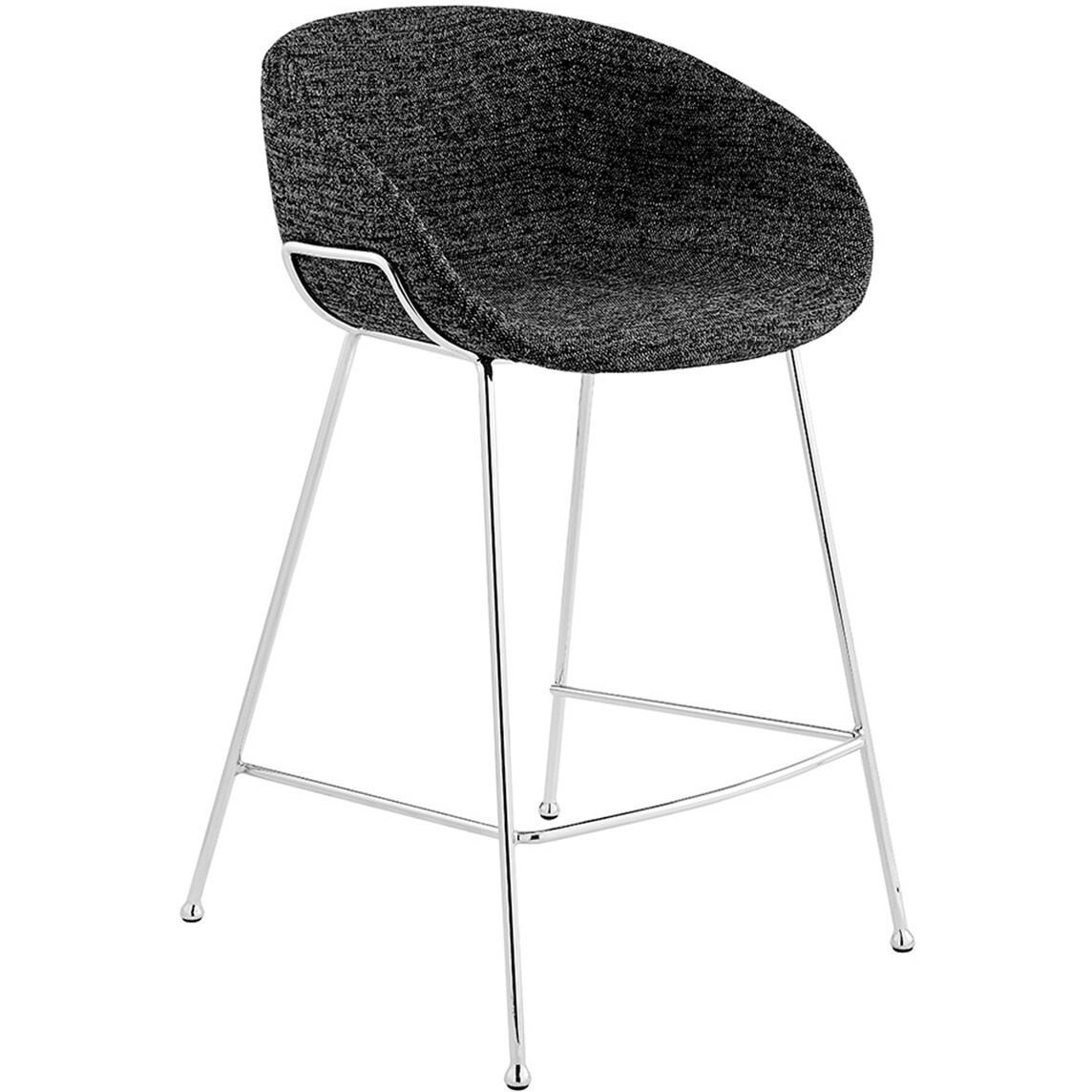 Set Of Two Black And Chrome Scoop Counter Stools