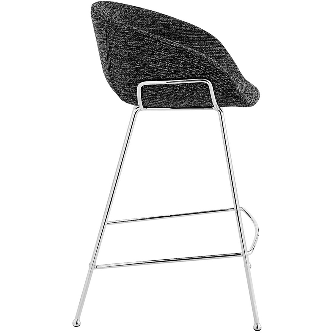 Set Of Two Black And Chrome Scoop Counter Stools