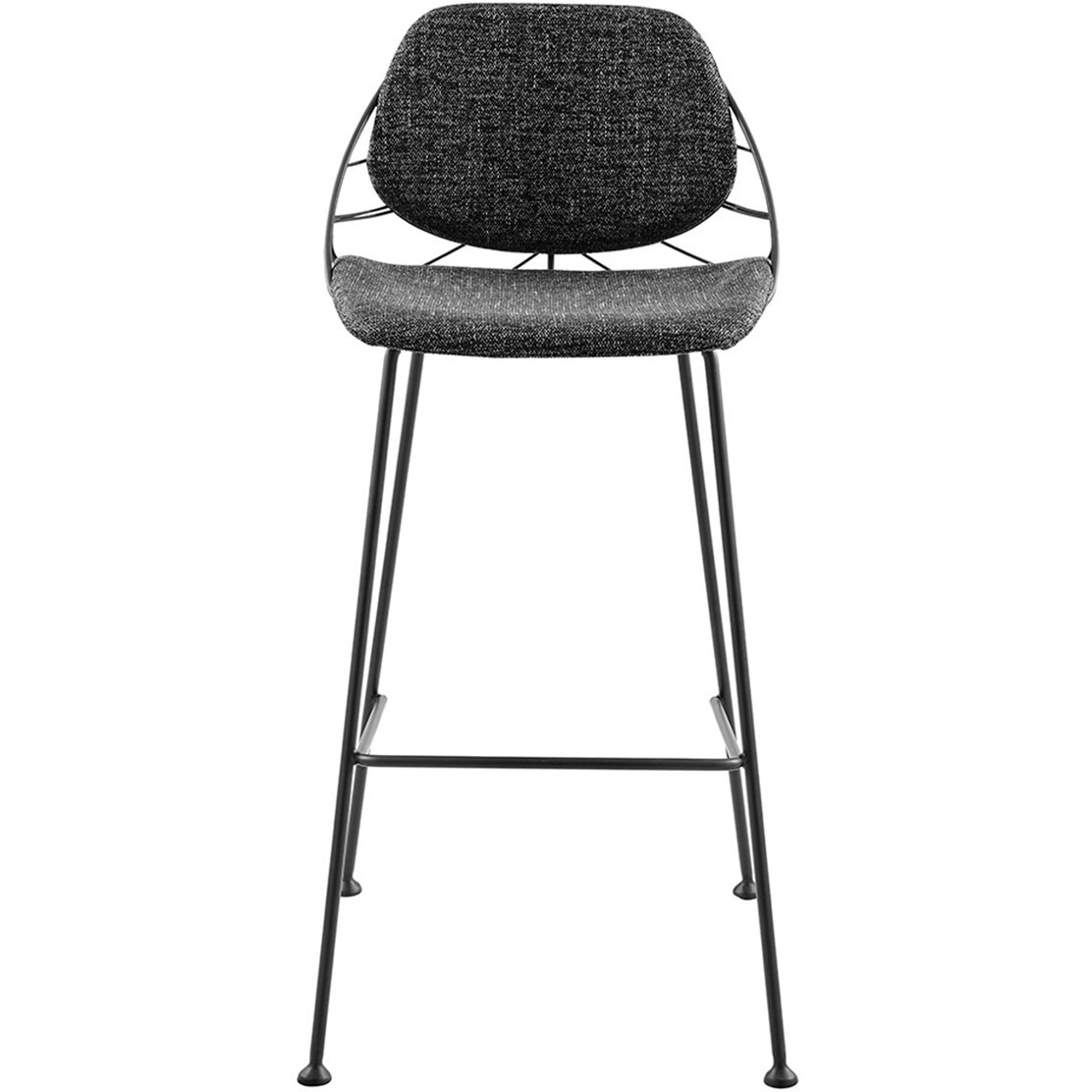 Set Of Two Leaf Framed Black Bar Stools