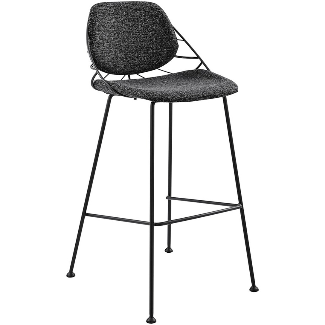 Set Of Two Leaf Framed Black Bar Stools