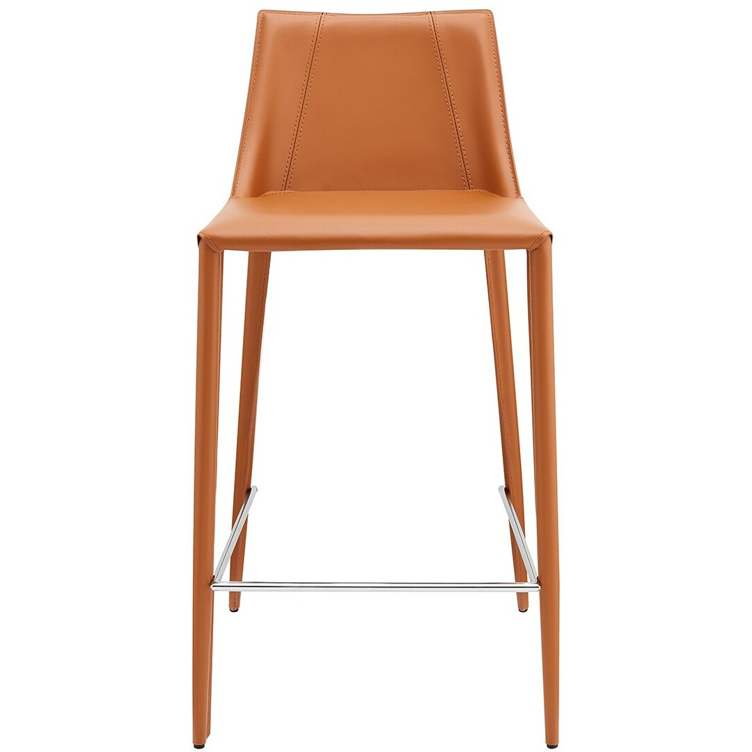 Rich Terra Cotta Faux Leather Counter Stool