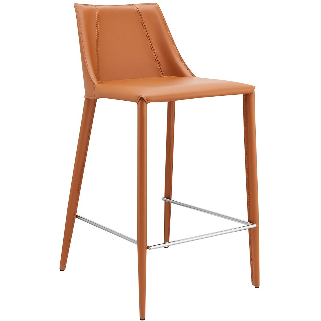 Rich Terra Cotta Faux Leather Counter Stool