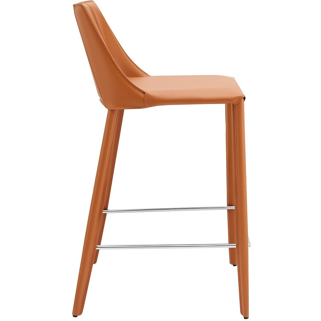 Rich Terra Cotta Faux Leather Counter Stool