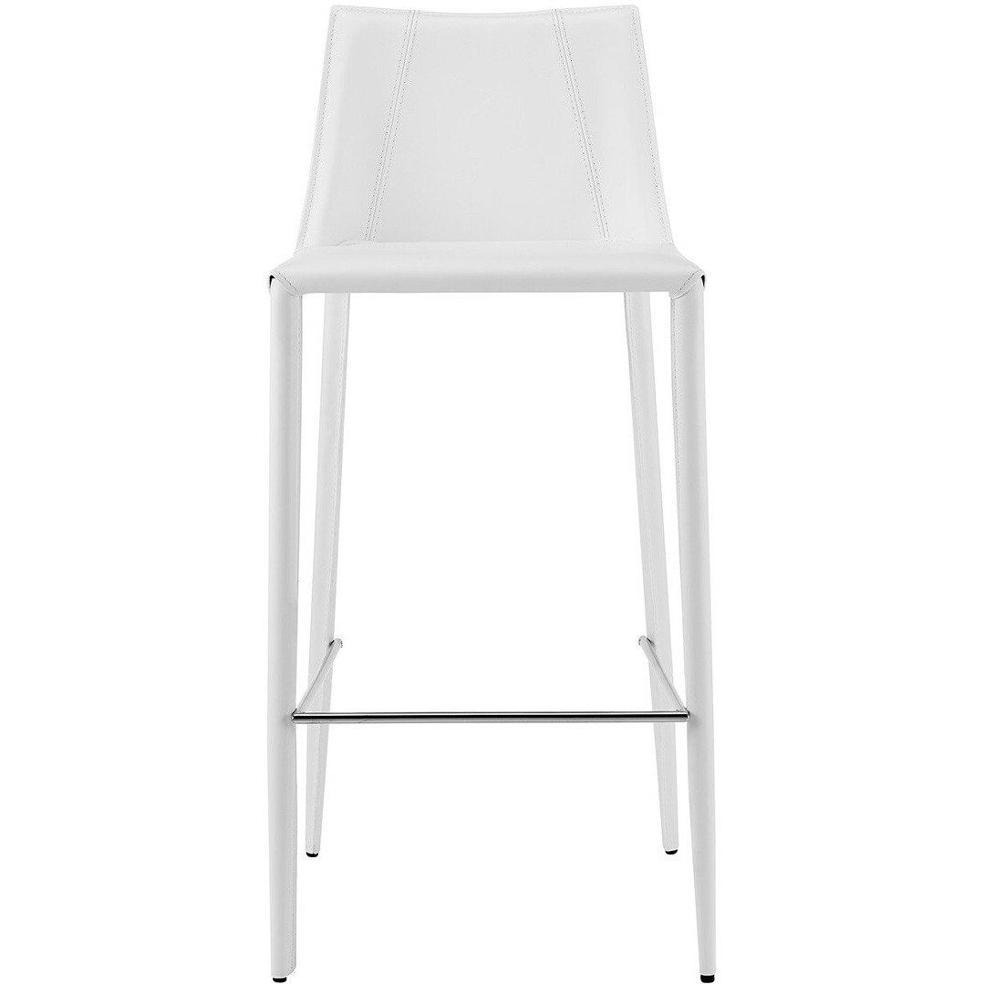 Rich White Faux Leather Bar Stool