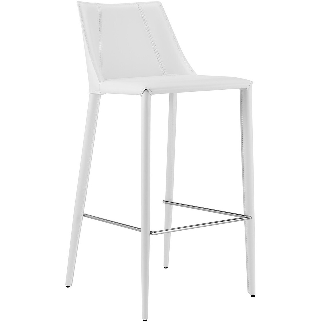Rich White Faux Leather Bar Stool