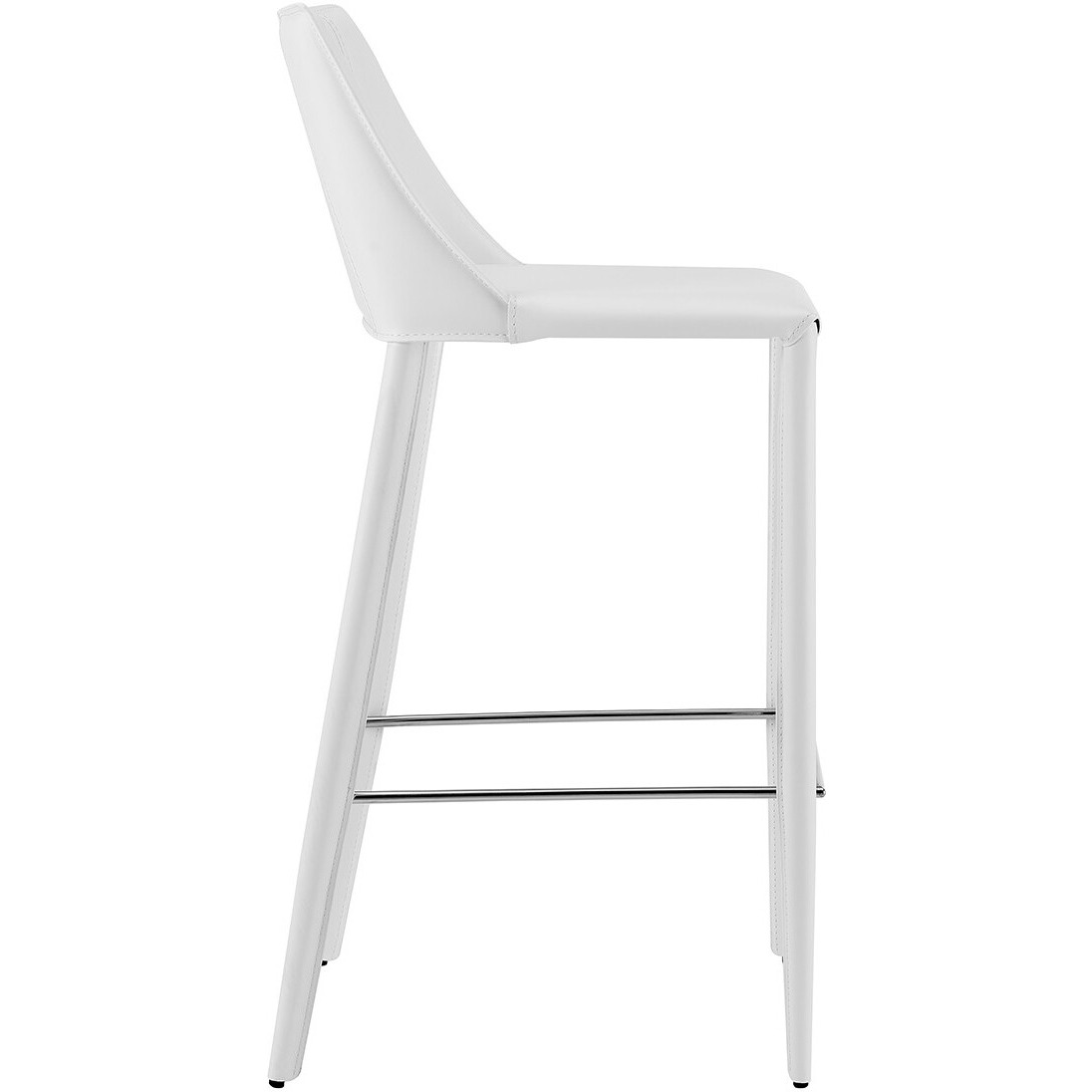 Rich White Faux Leather Bar Stool