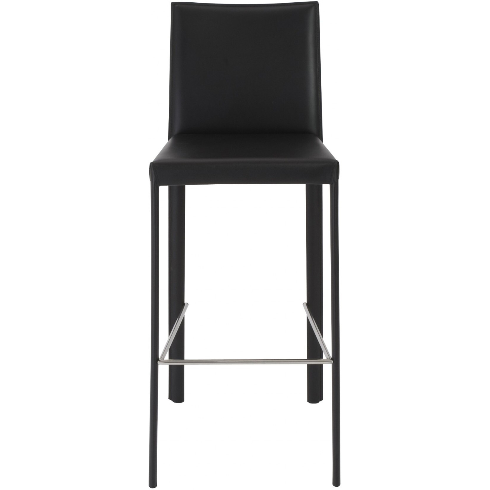 Set Of Two Full Black Faux Leather Bar Stools