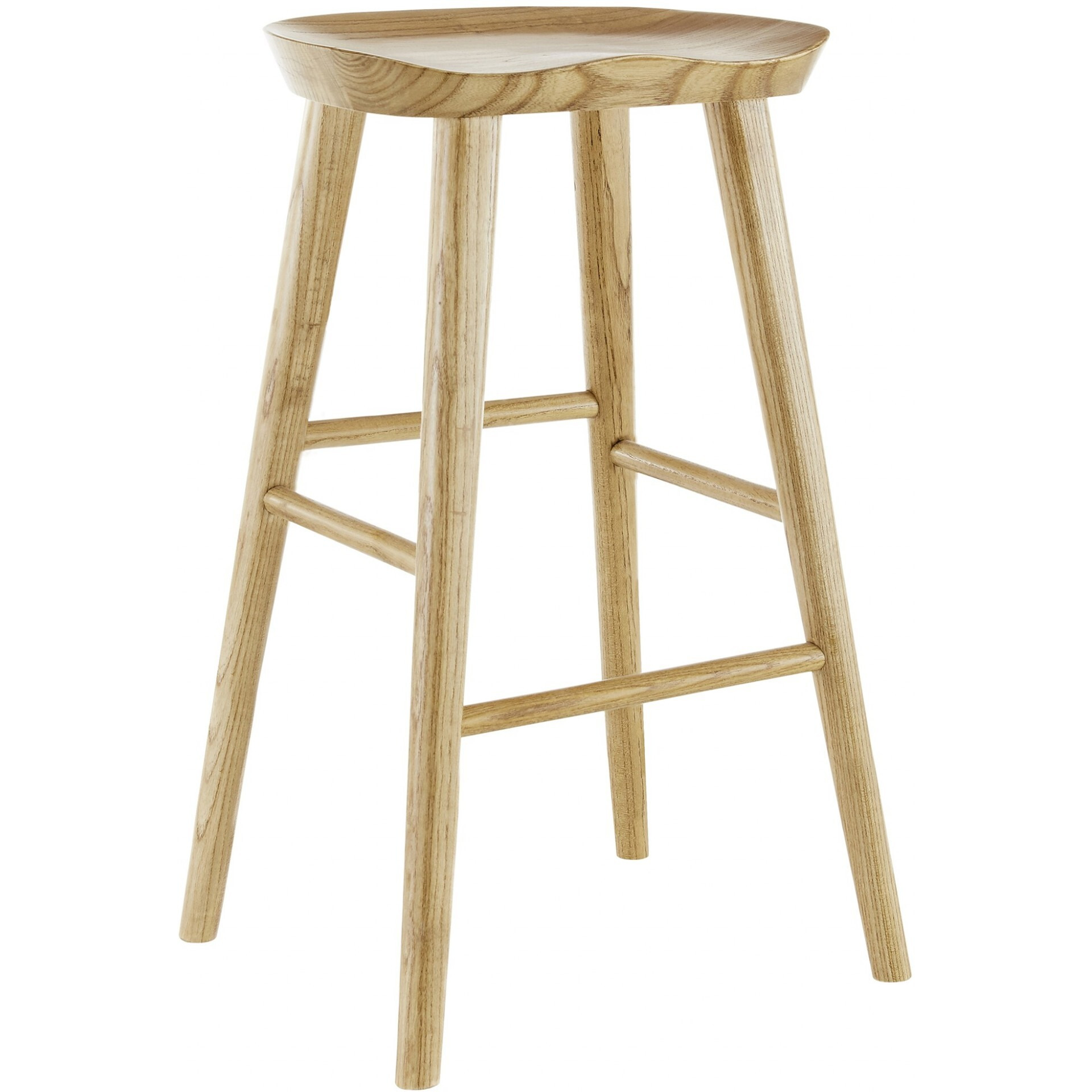 30"" Light Natural Brown Solid Wood Bar Stool
