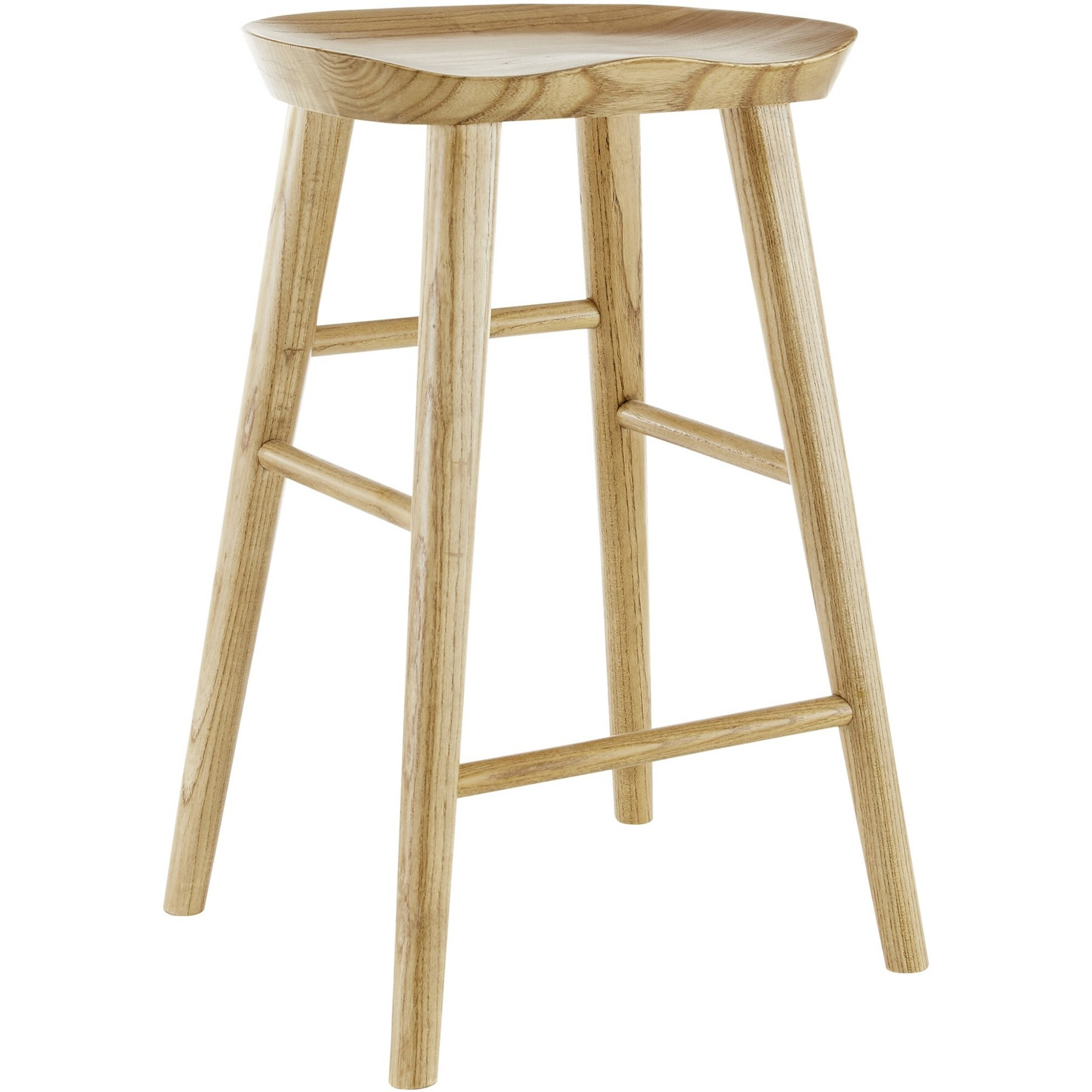 26"" Light Natural Brown Solid Wood Counter Stool