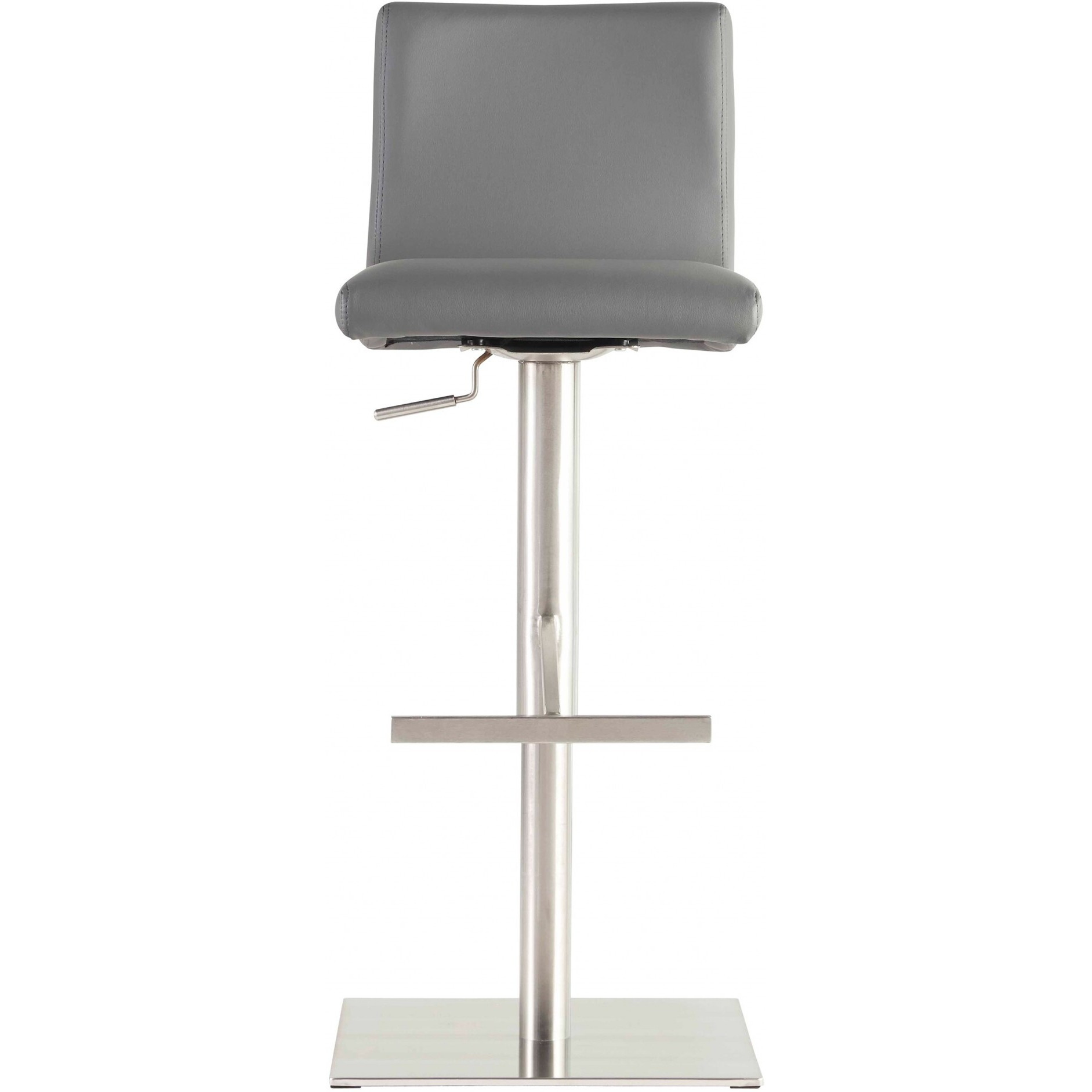 Adjustable Gray Faux Leather Aluminum Stool