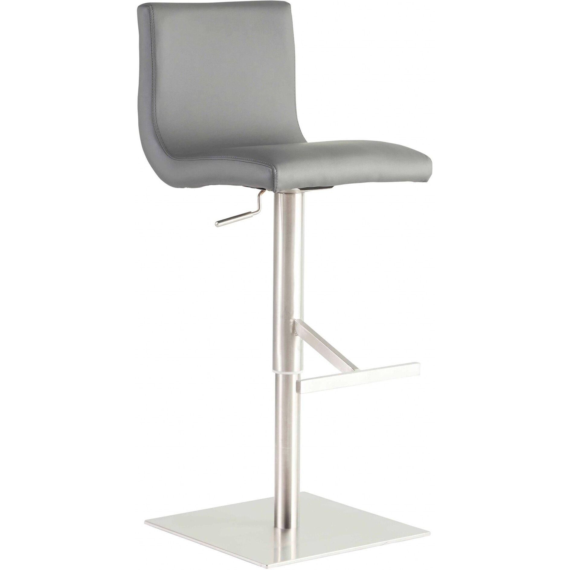 Adjustable Gray Faux Leather Aluminum Stool