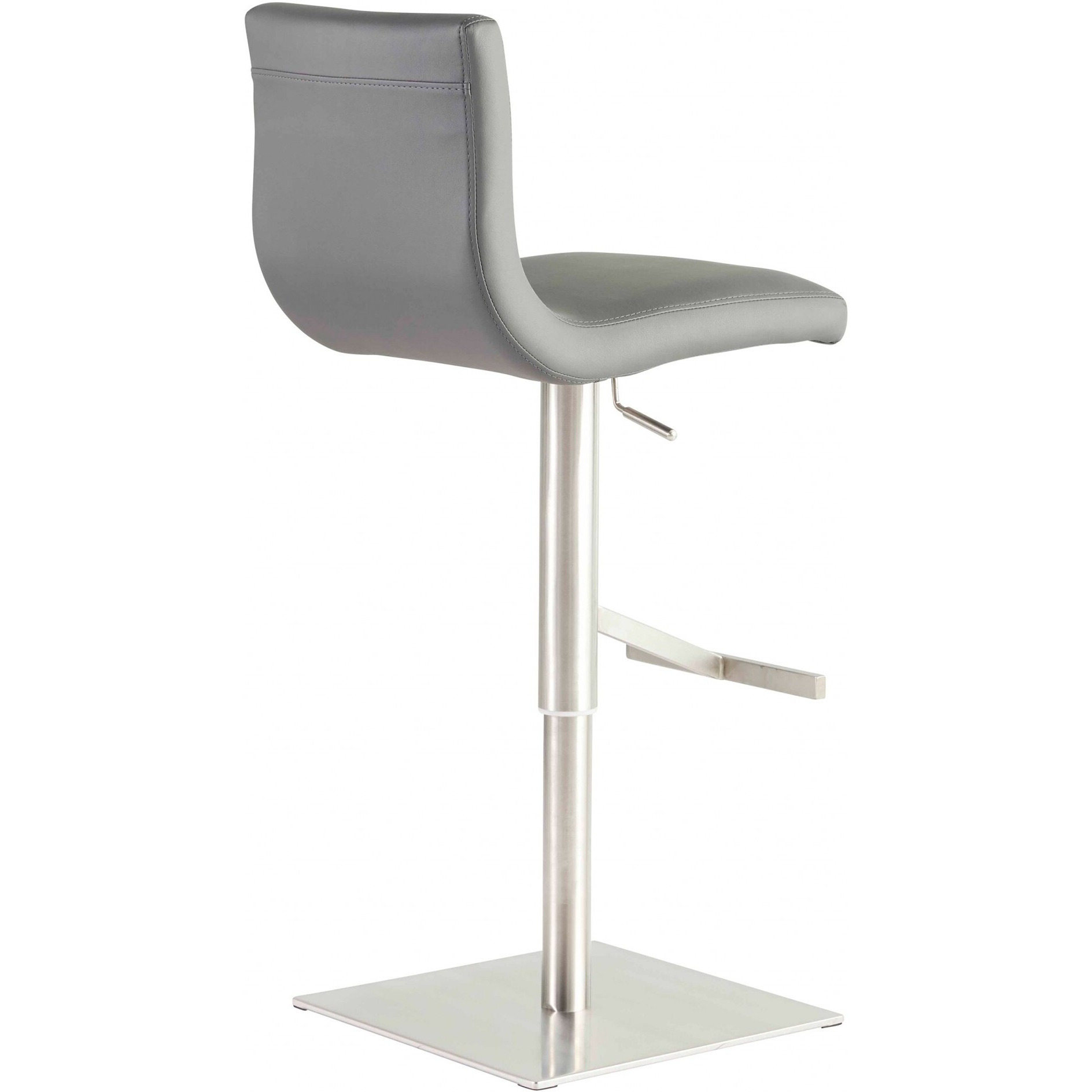 Adjustable Gray Faux Leather Aluminum Stool