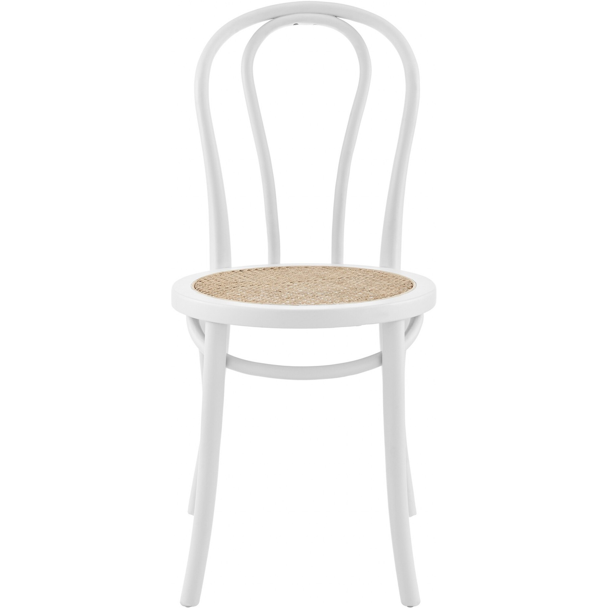 Set Of Two Vintage Style White Cane Dining Chairs