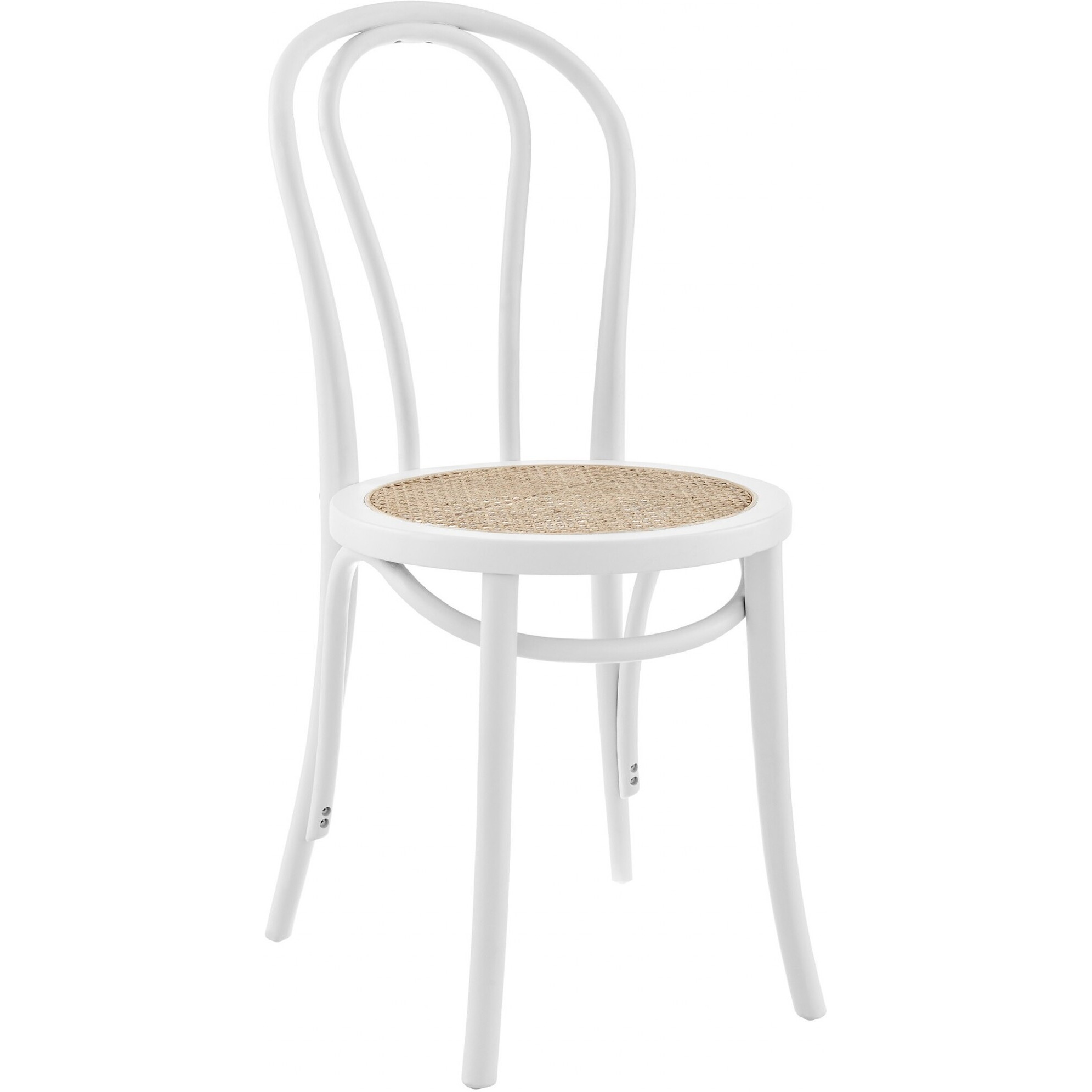 Set Of Two Vintage Style White Cane Dining Chairs