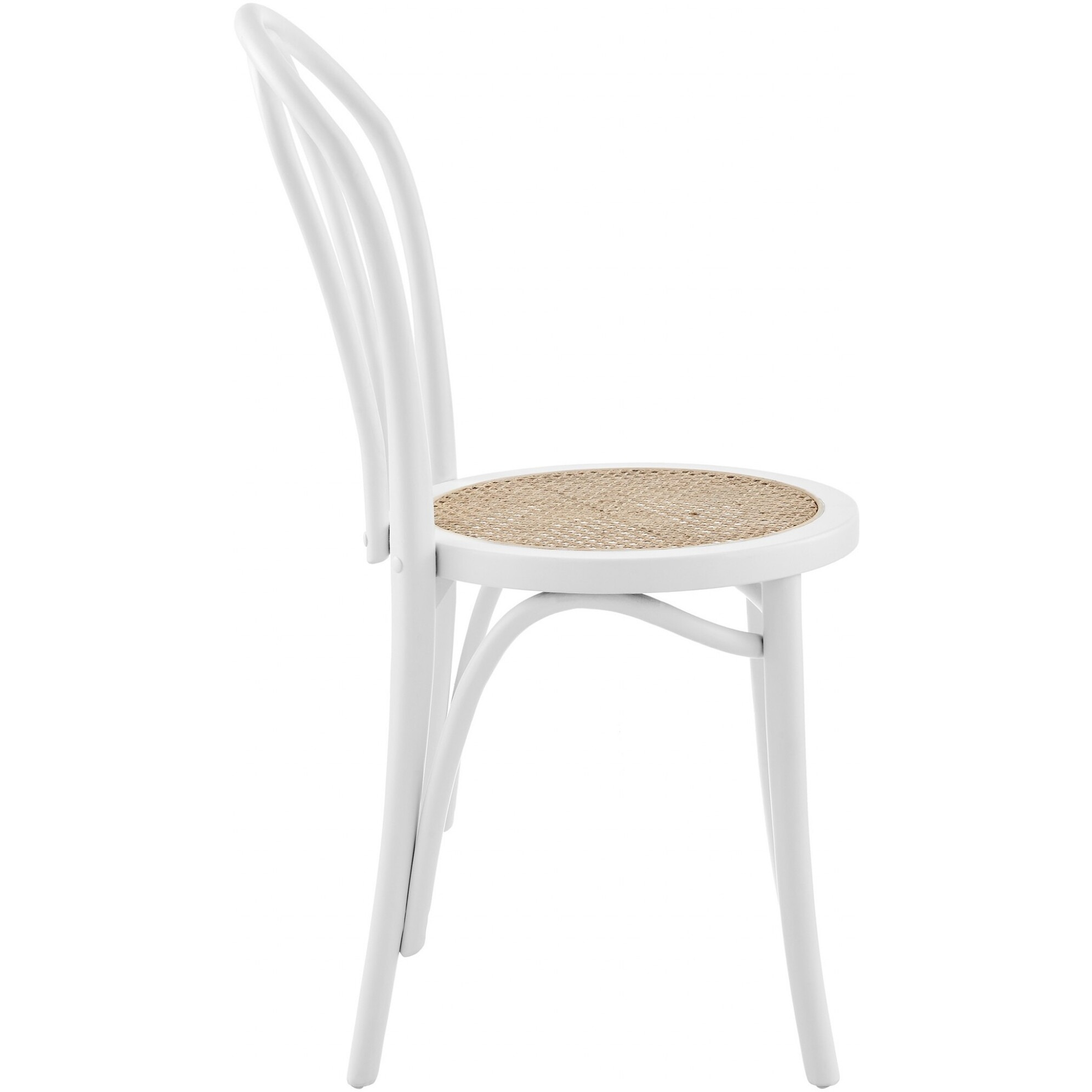 Set Of Two Vintage Style White Cane Dining Chairs