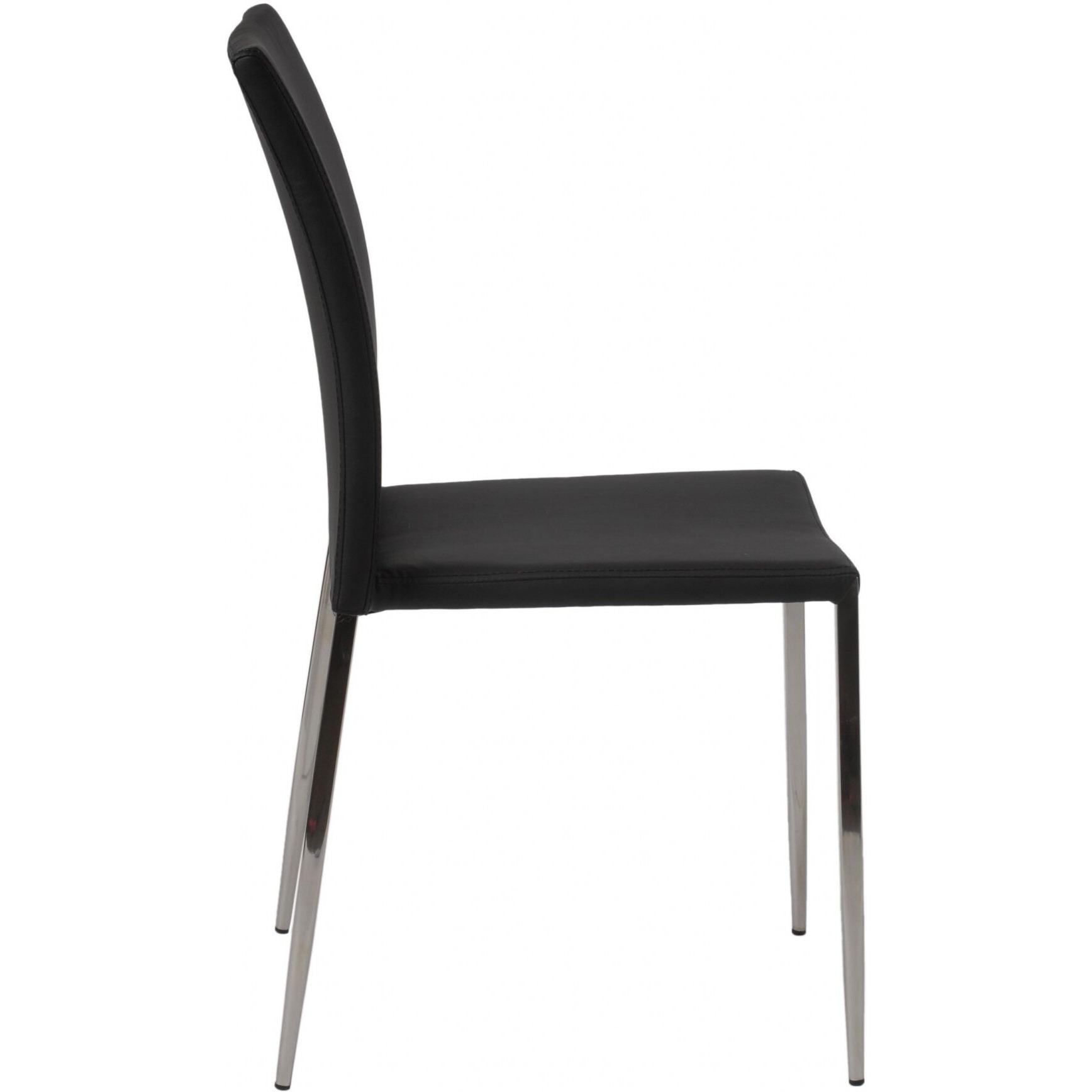 Set Of Two Long Back Black Faux Leather Chairs