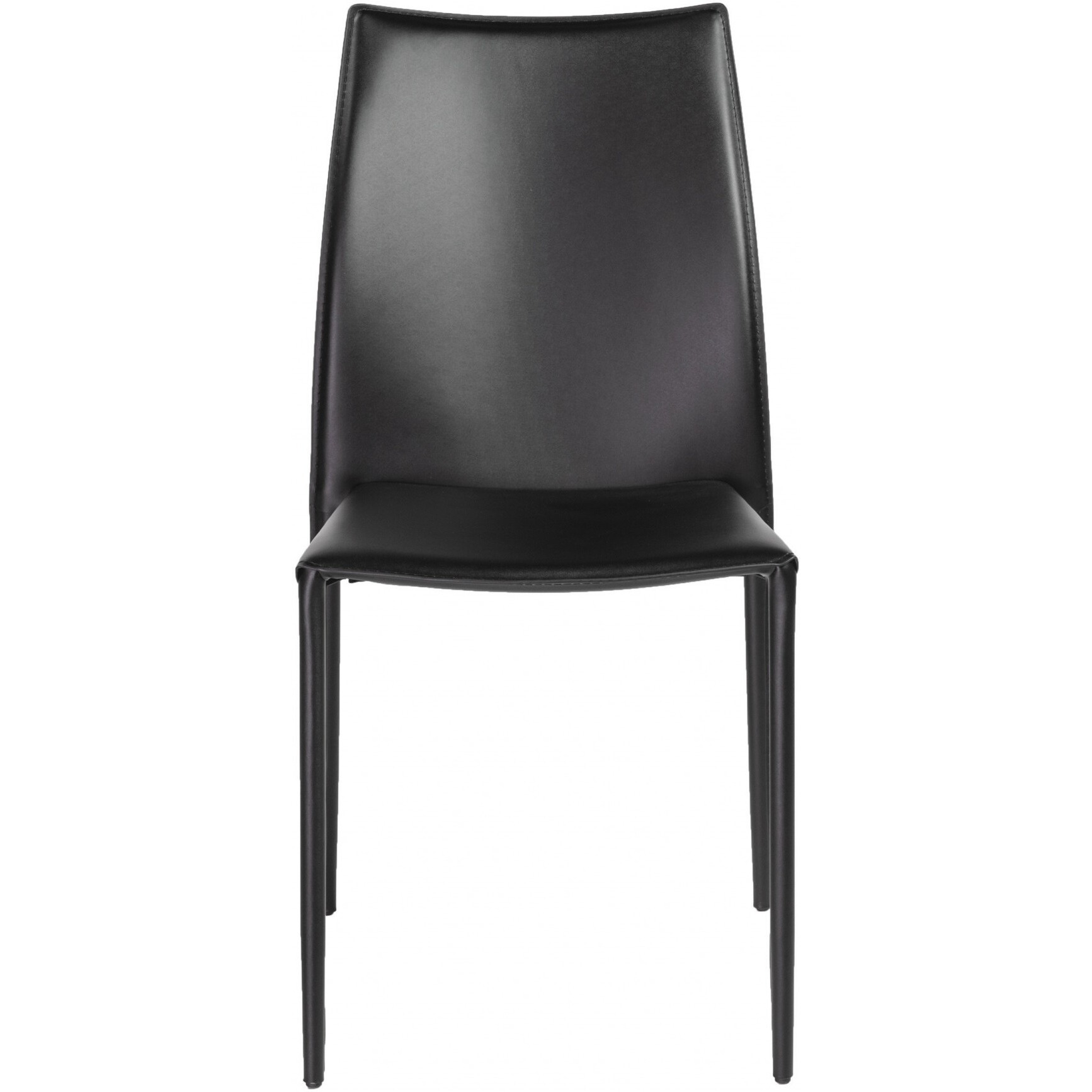 Set Of Two Premium All Black Stacking Dining Chairs