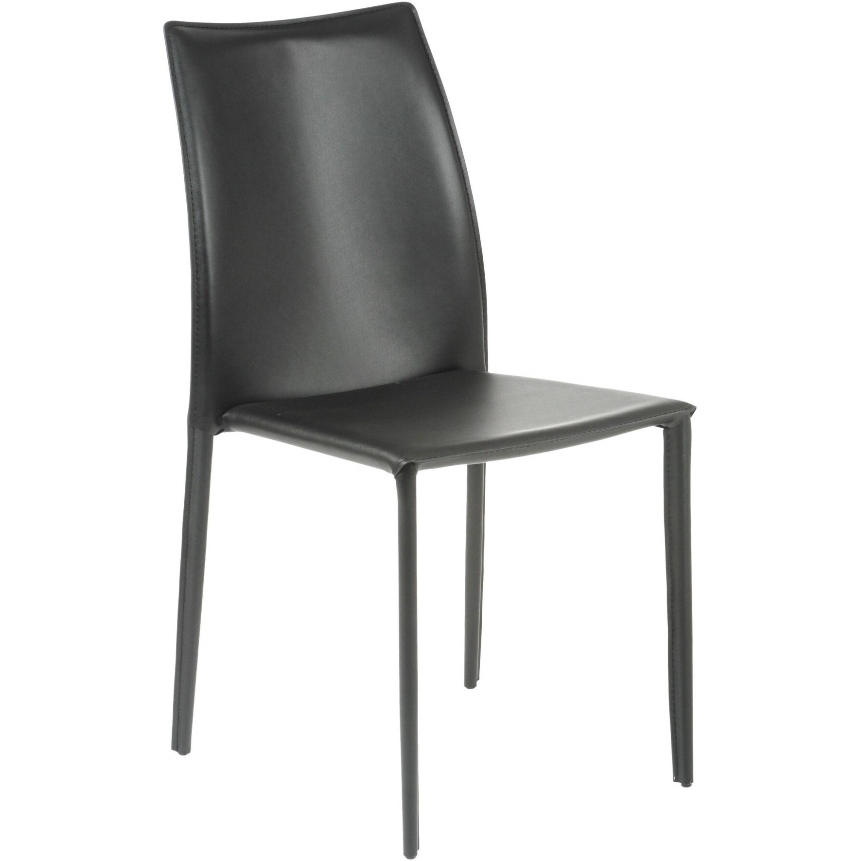 Set Of Two Premium All Black Stacking Dining Chairs