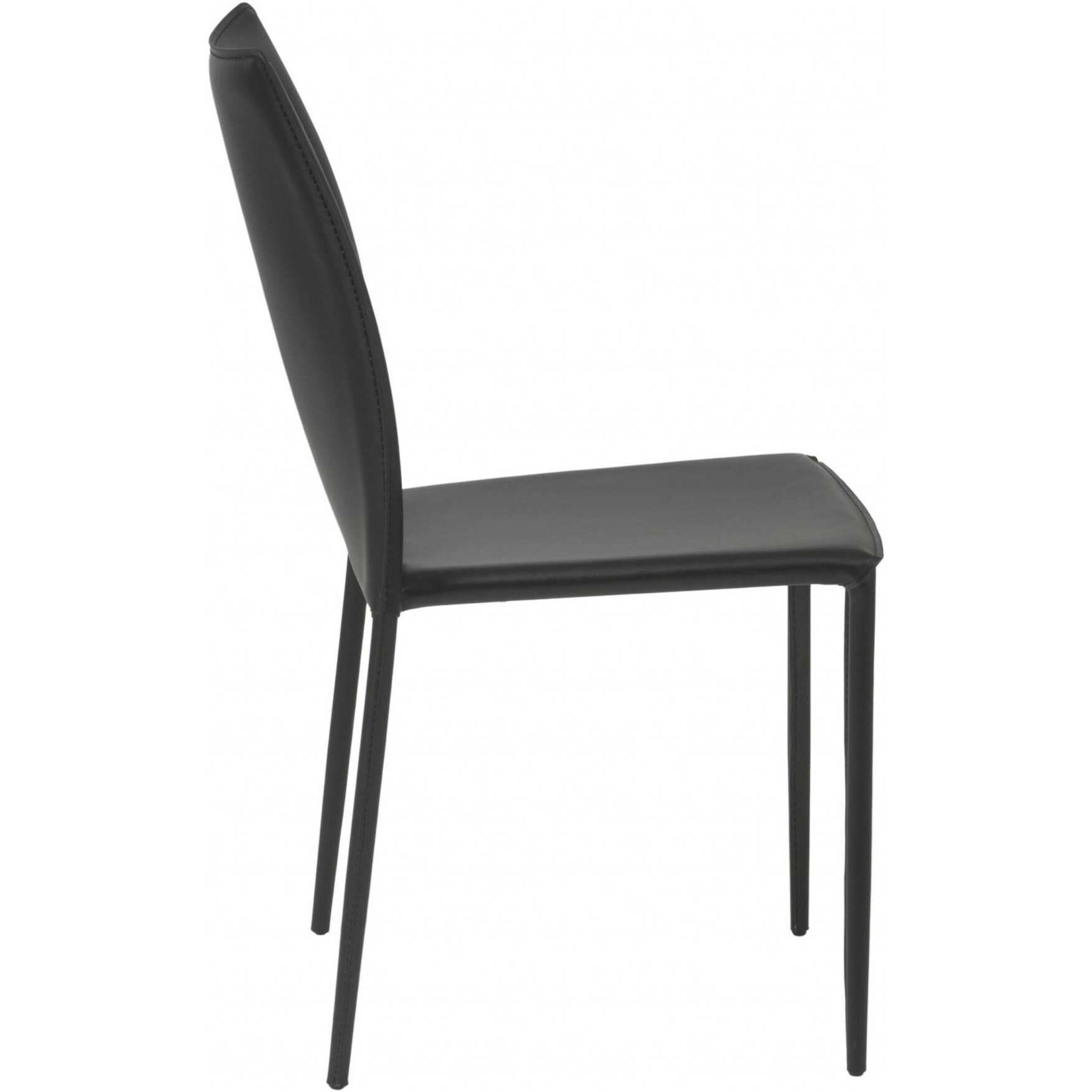 Set Of Two Premium All Black Stacking Dining Chairs