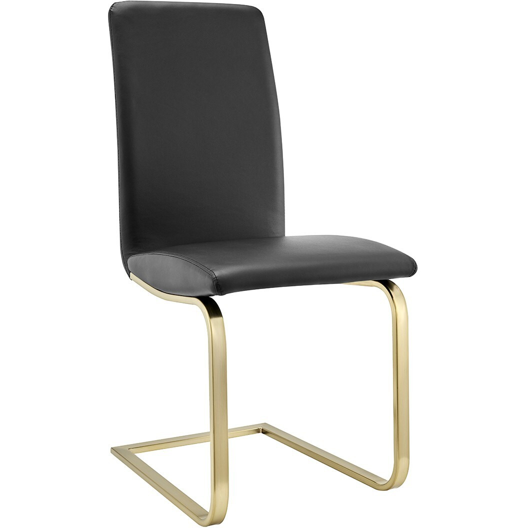 Set Of Two Mod Black And Gold Dining Chairs