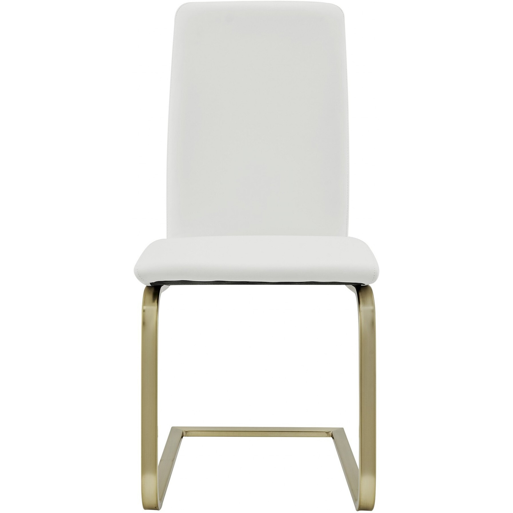 Set Of Two Mod White And Gold Dining Chairs