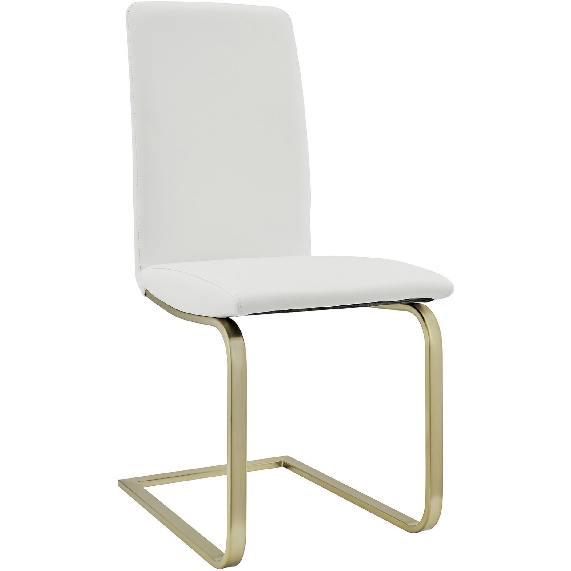 Set Of Two Mod White And Gold Dining Chairs