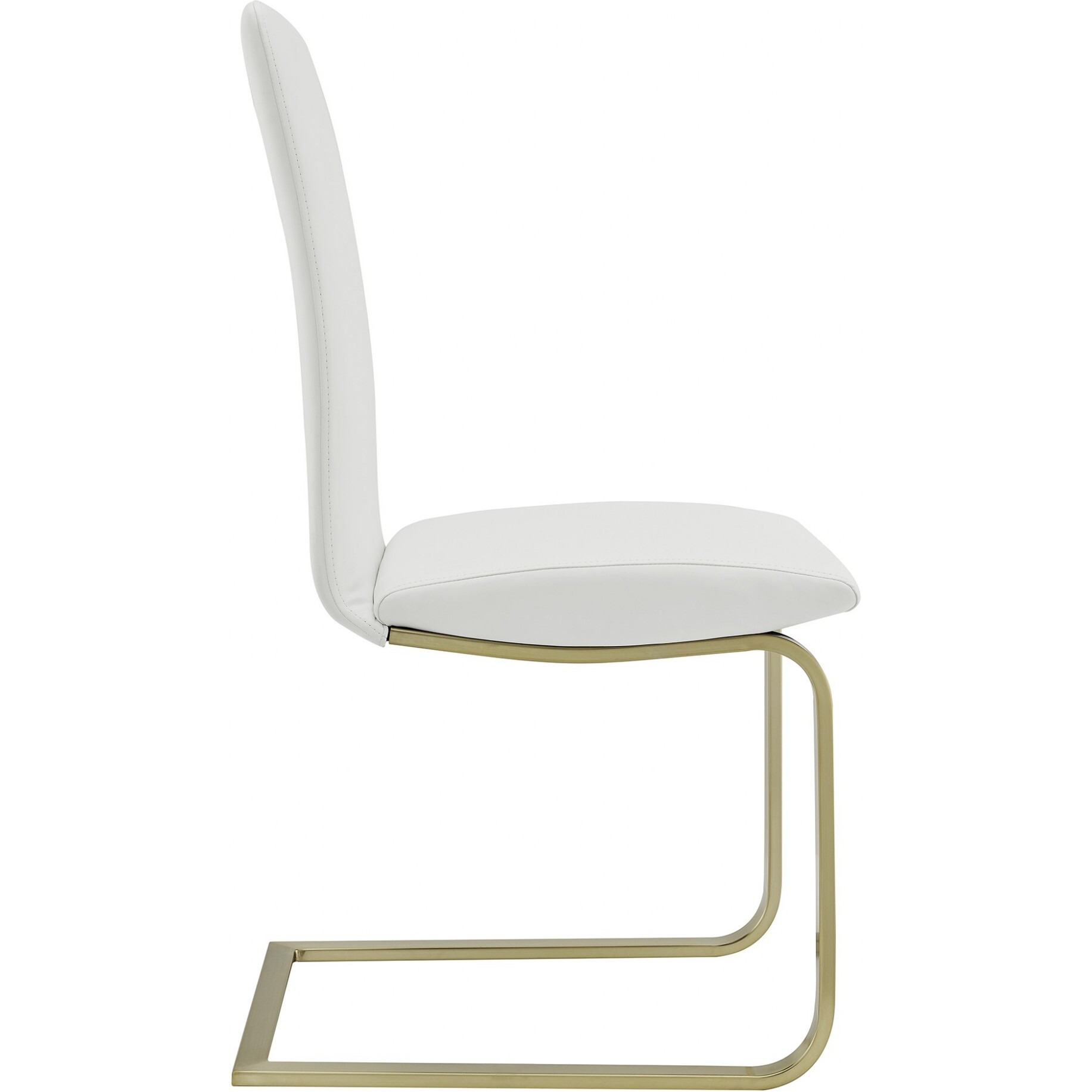 Set Of Two Mod White And Gold Dining Chairs
