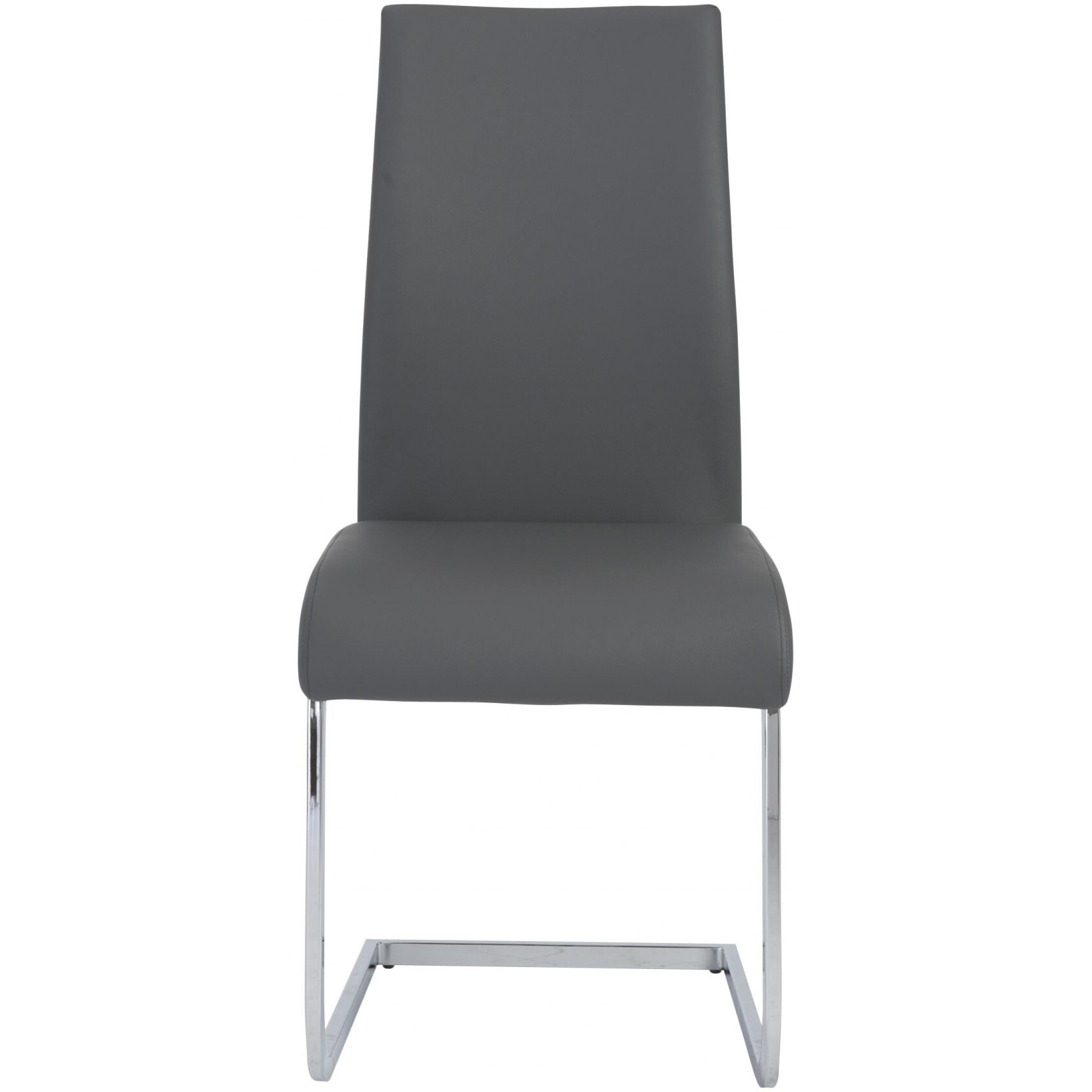 Set Of Four Gray Faux Faux Leather Long Back Cantilever Chairs